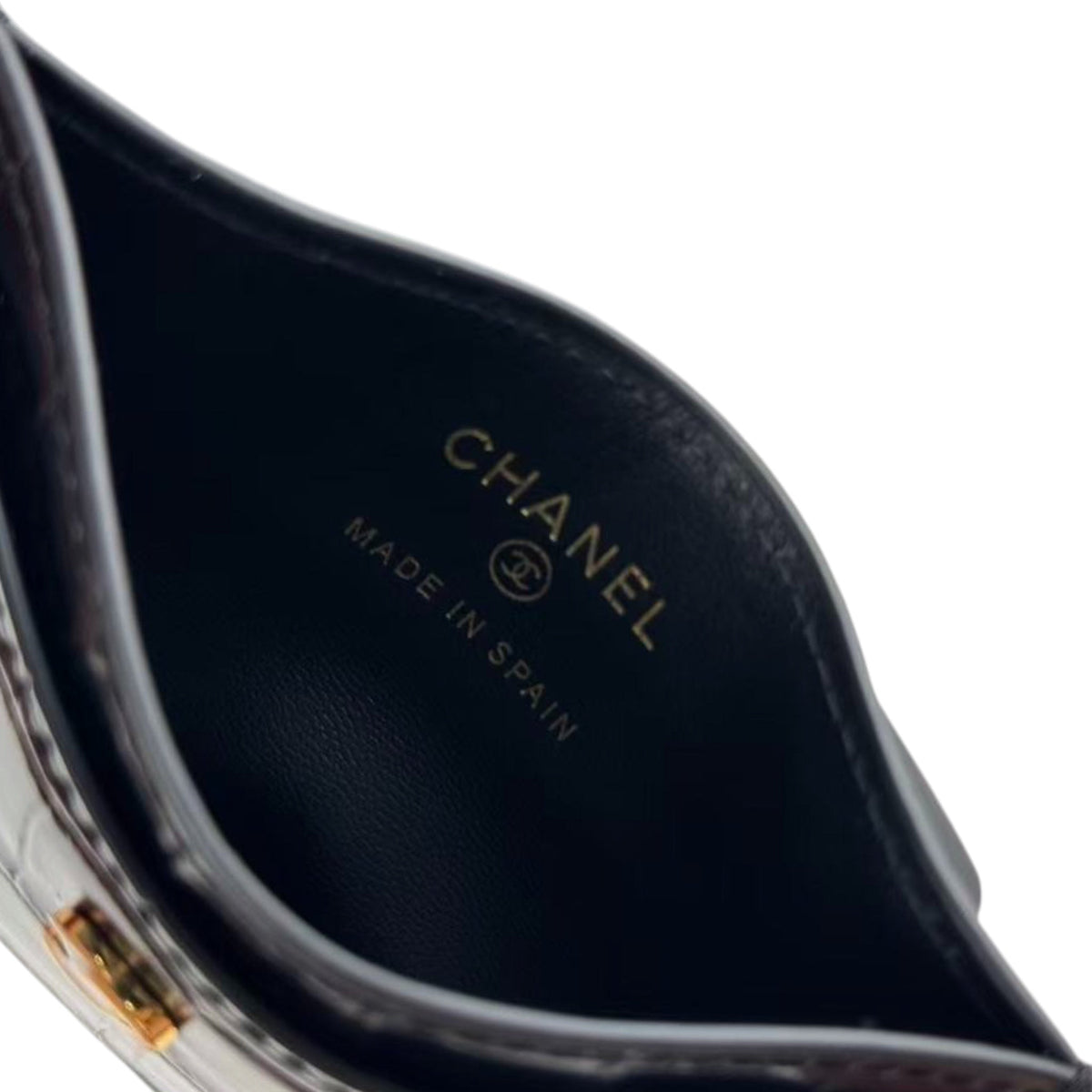 Chanel CC Calfskin Crocodile Embossed Card Holder Black GHW CHANEL