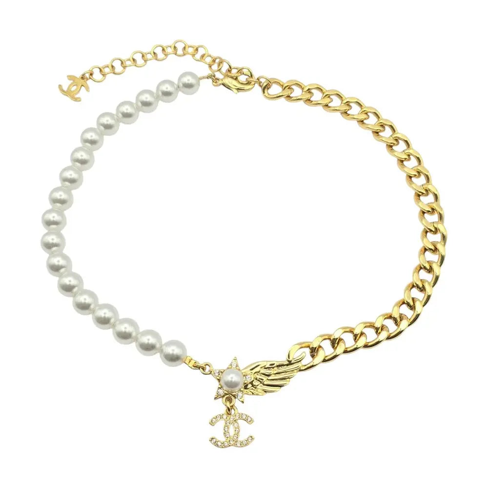 Chanel CC Star Wing Faux Pearl Choker Necklace 2024 CHANEL