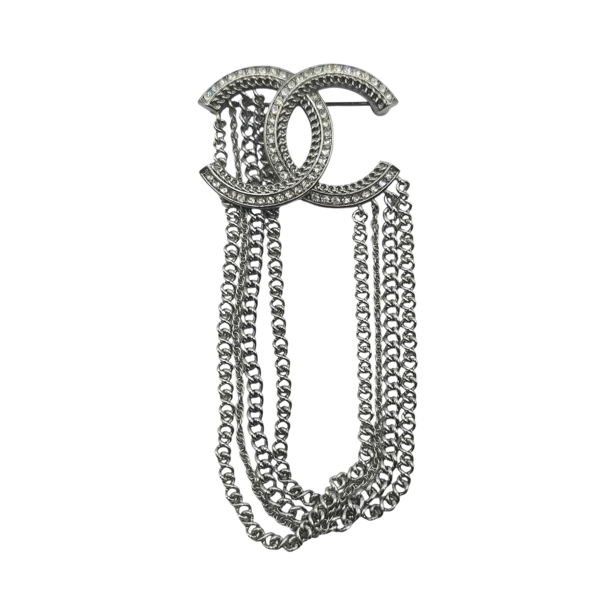 Chanel CC Gunmetal Chain Brooch 2021
