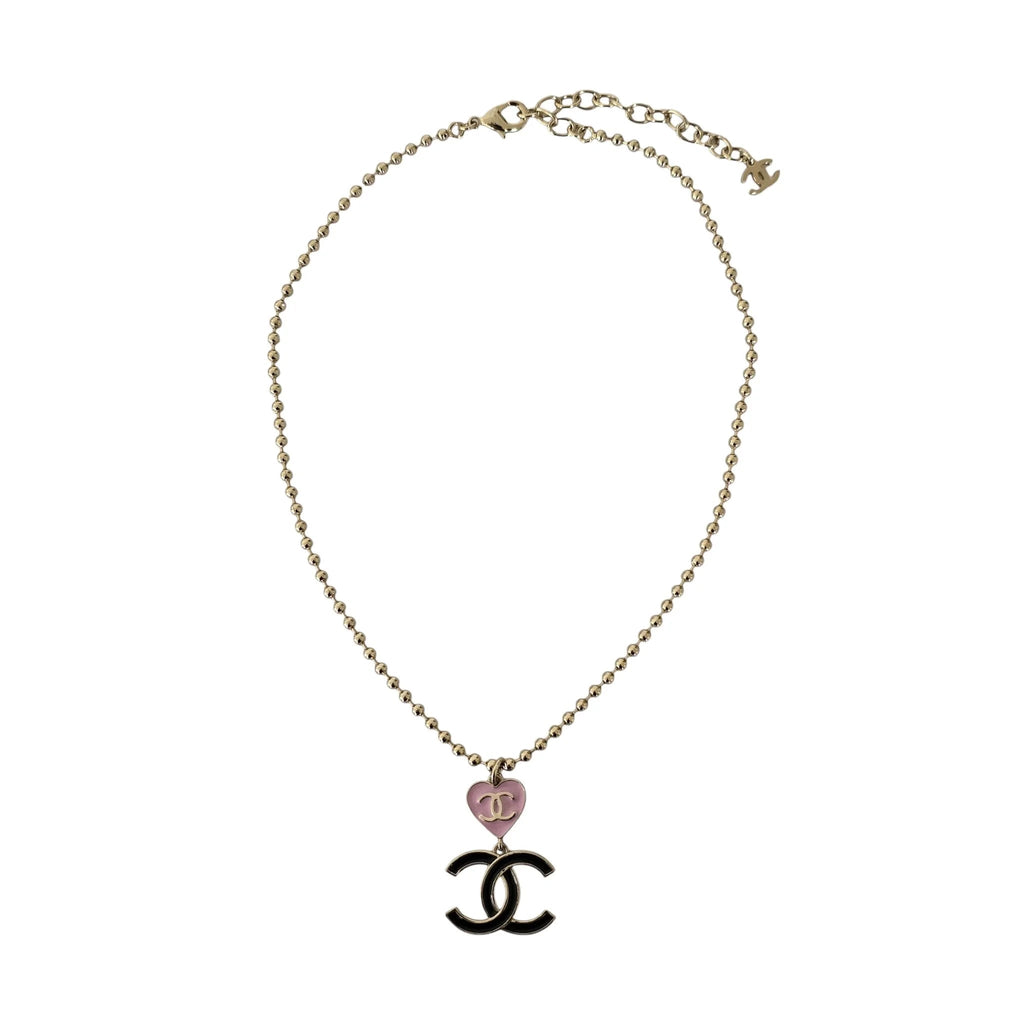 Chanel CC Pink Heart Pendant Necklace 2024 CHANEL