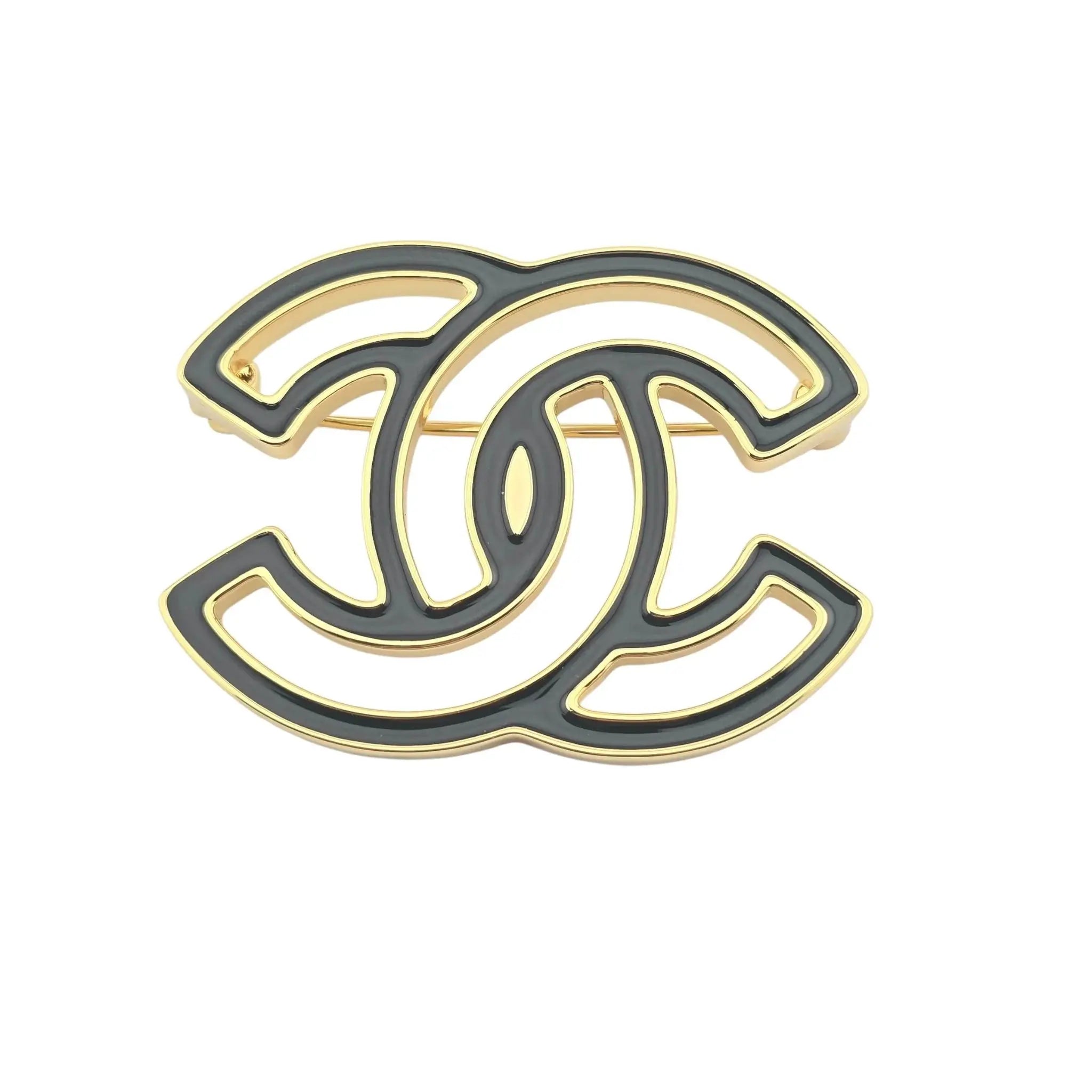 Chanel Black Enamel Gold/Transparent CC Brooch 2024 CHANEL