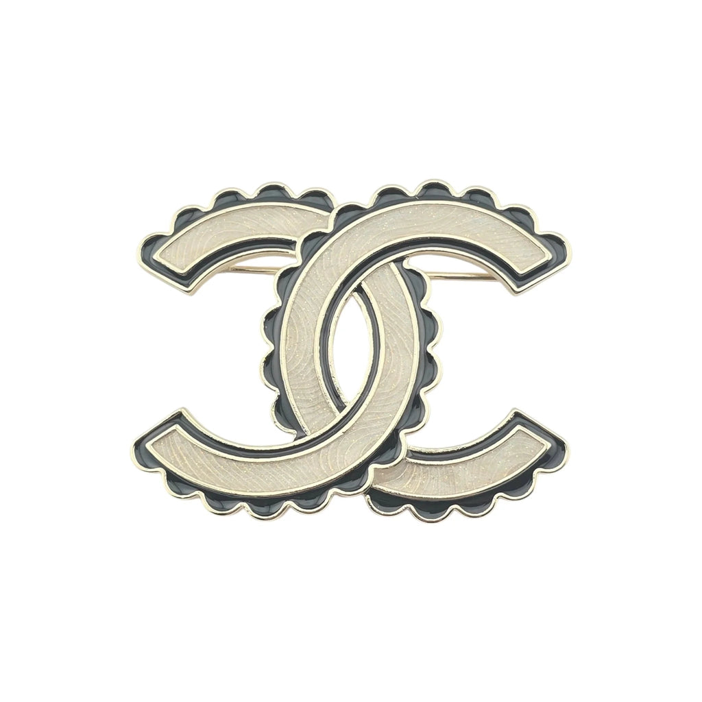 Chanel CC Enamel Black/White Brooch 2024 CHANEL