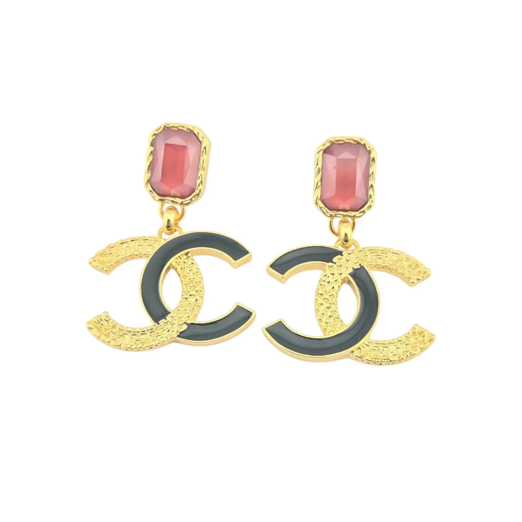 Chanel CC Pendant Gold Red Drop Earrings 2024 CHANEL