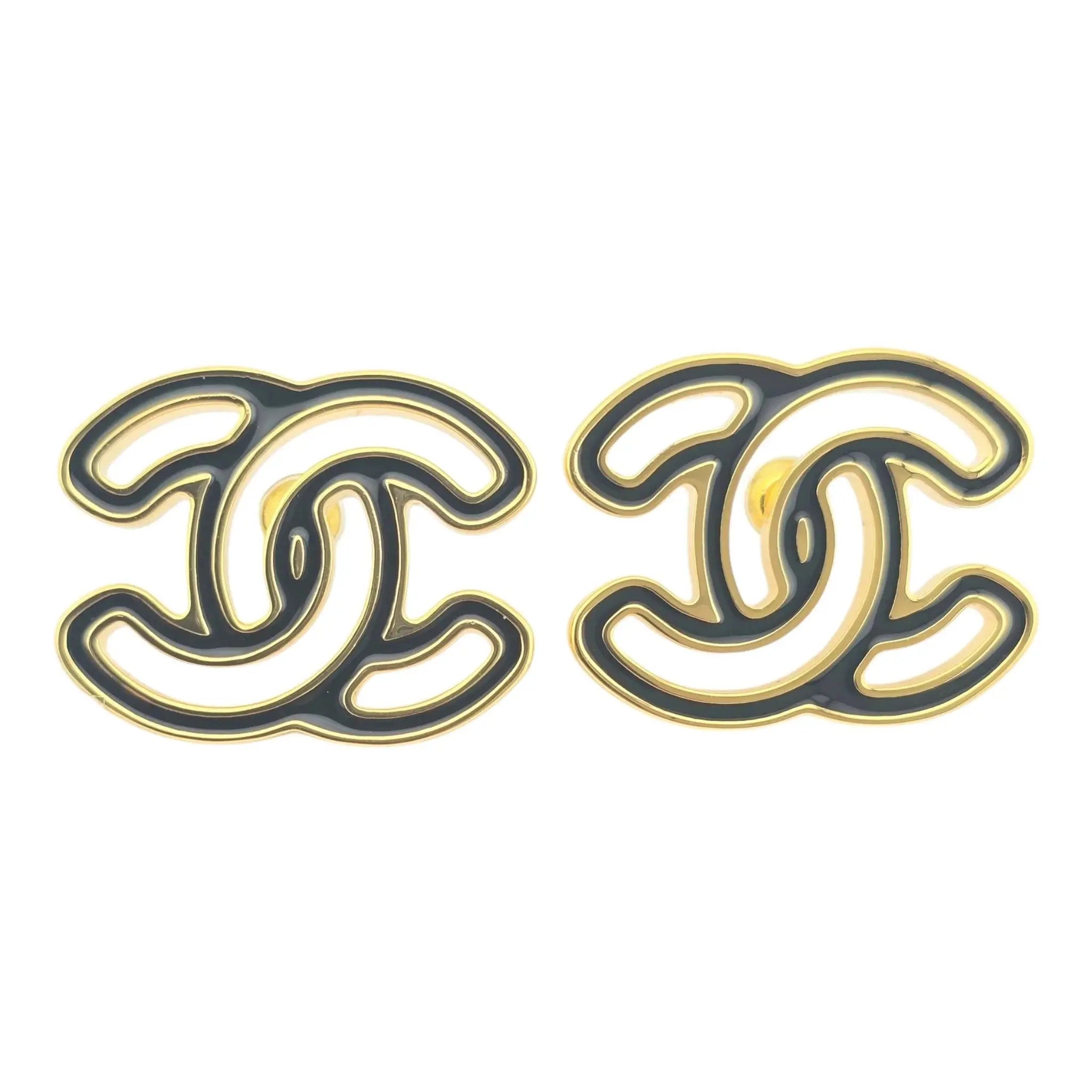 Chanel CC Gold Black Enamel Earrings 2024 CHANEL