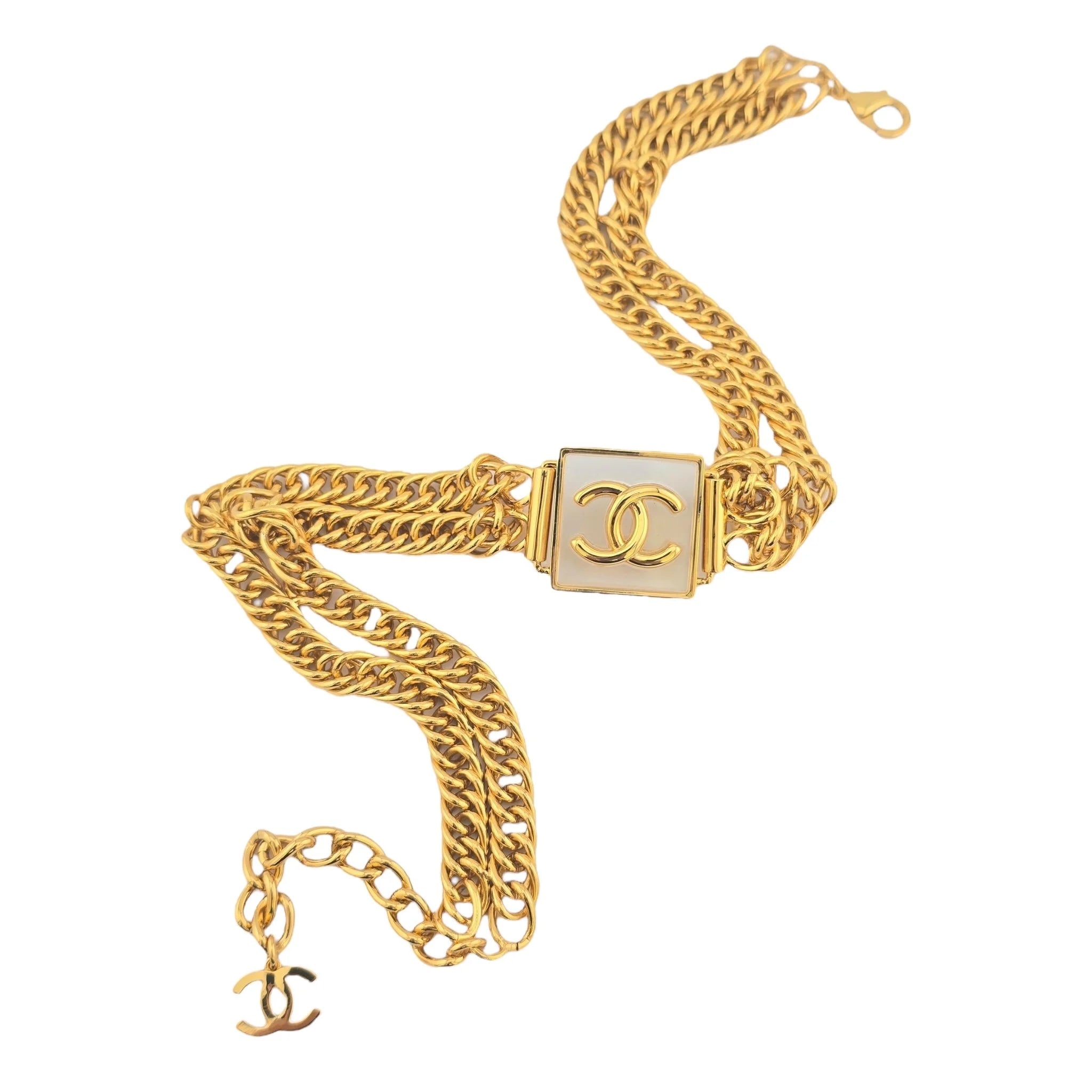 Chanel CC Coco Gold Square Pendant Choker Necklace C2023 CHANEL