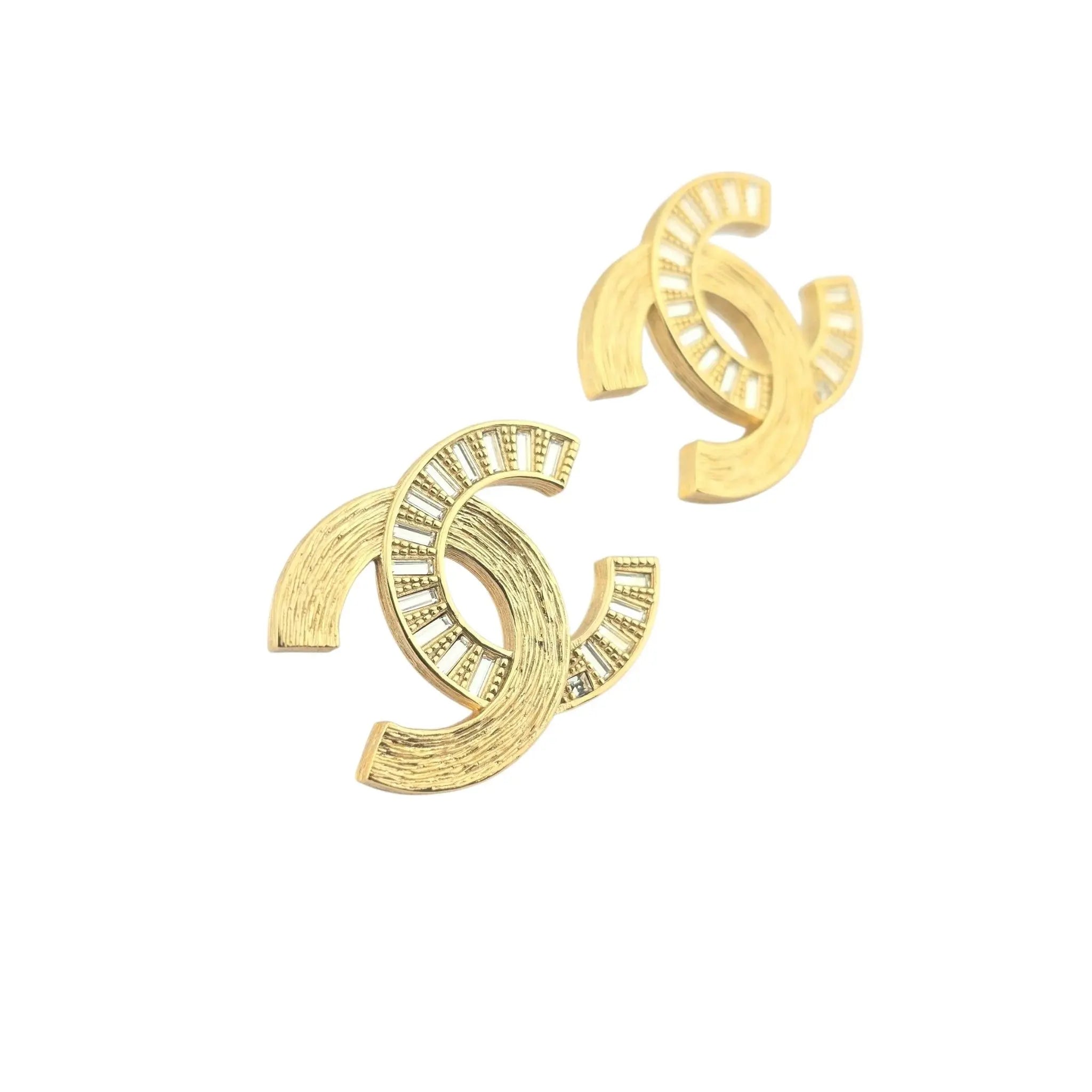 Chanel CC 24S Gold Crystals Stud Earrings CHANEL