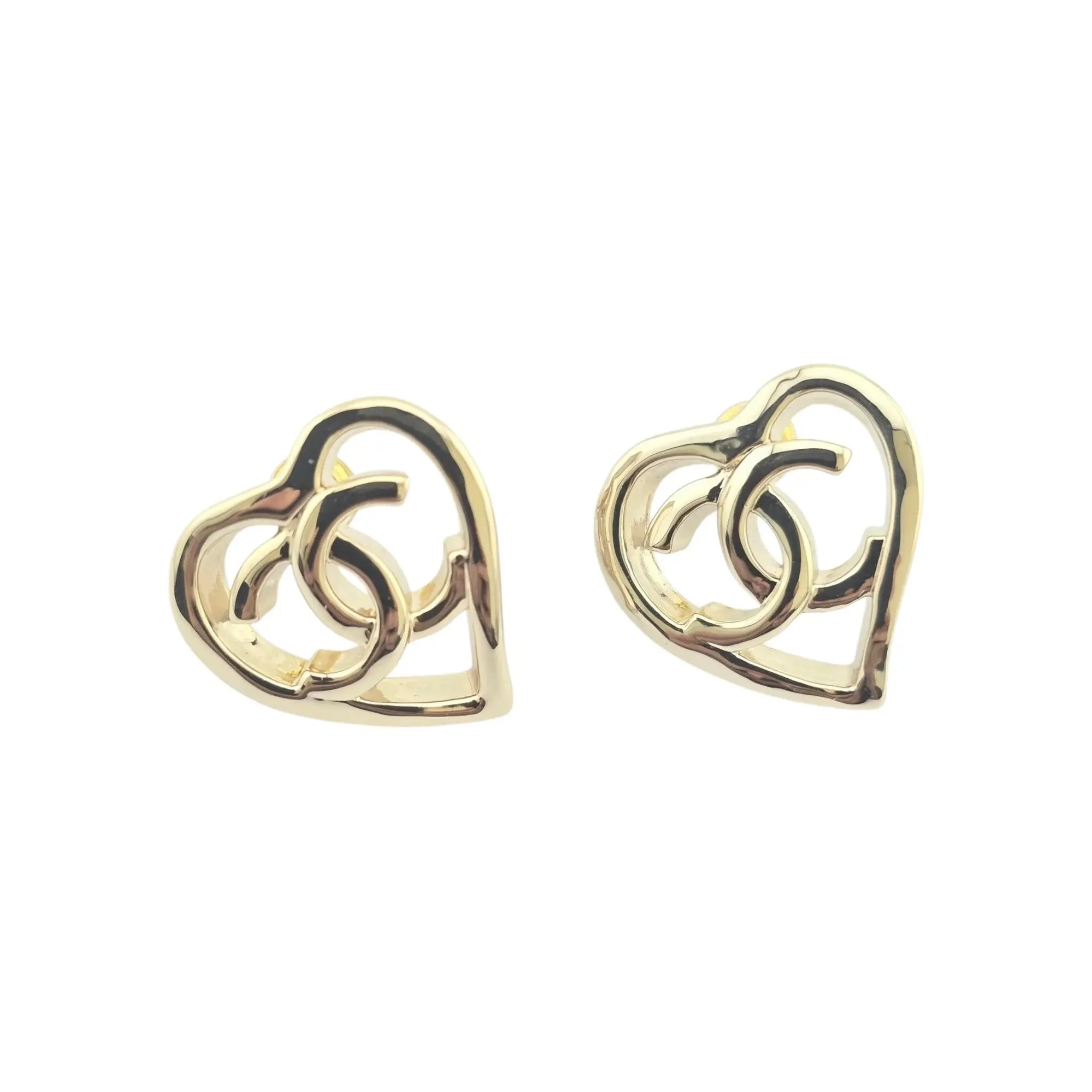 Chanel CC Gold Heart Earrings 2022 CHANEL