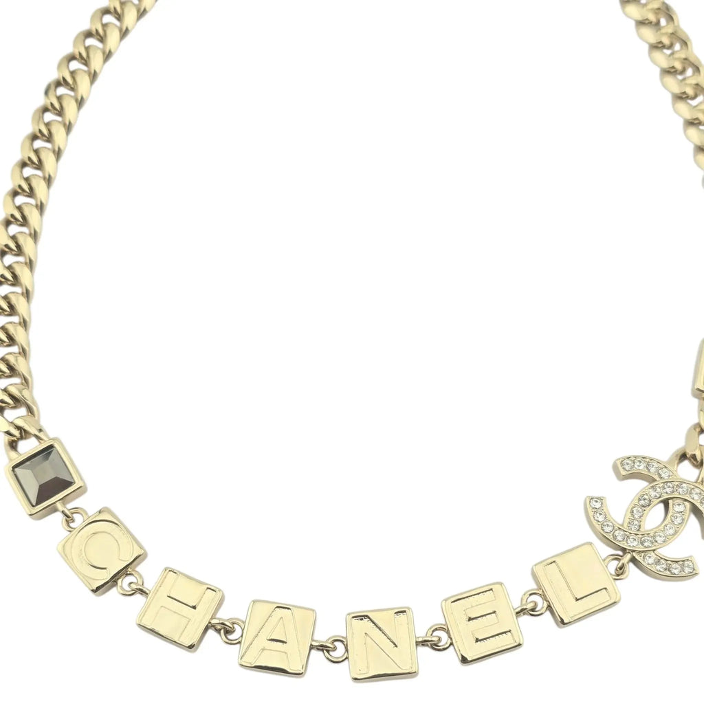 Chanel CC Logo Chain Choker Gold Necklace 2024 CHANEL