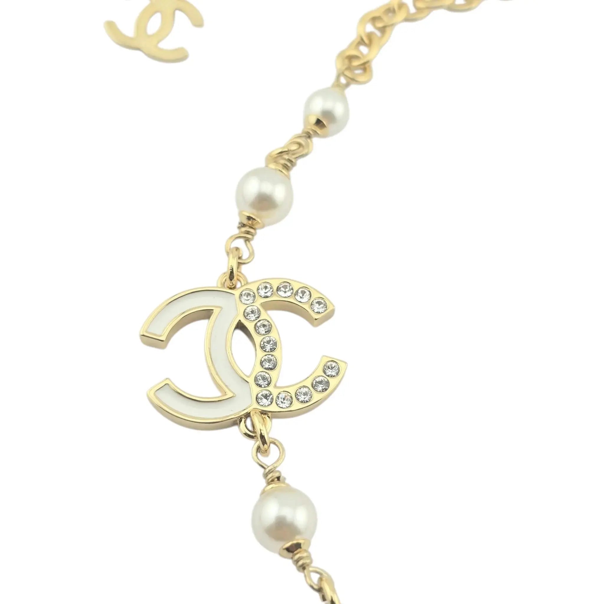 Chanel CC Gold Crystal Enamel Necklace 2024 CHANEL
