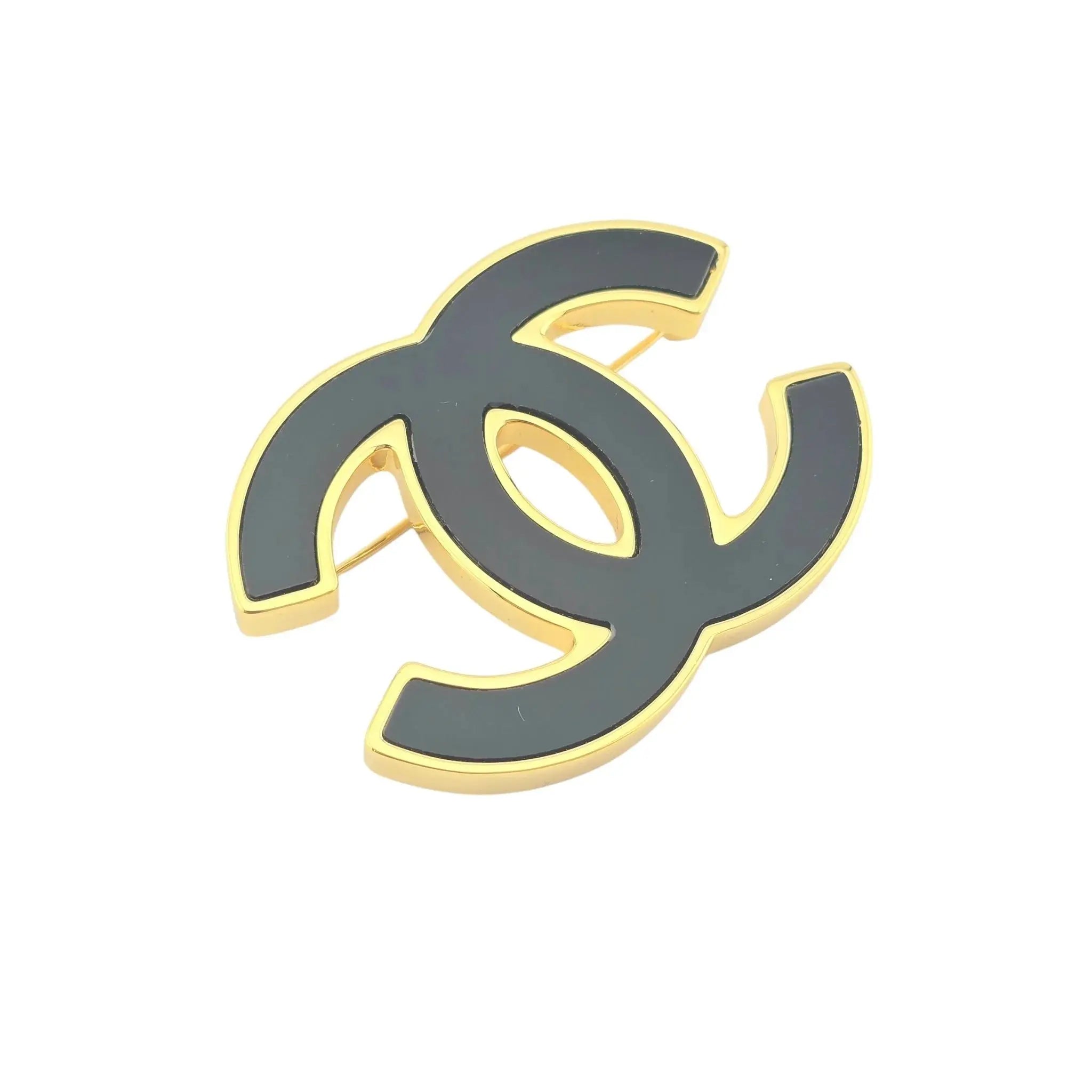 Chanel CC Black Gold Resin Brooch 2024 CHANEL