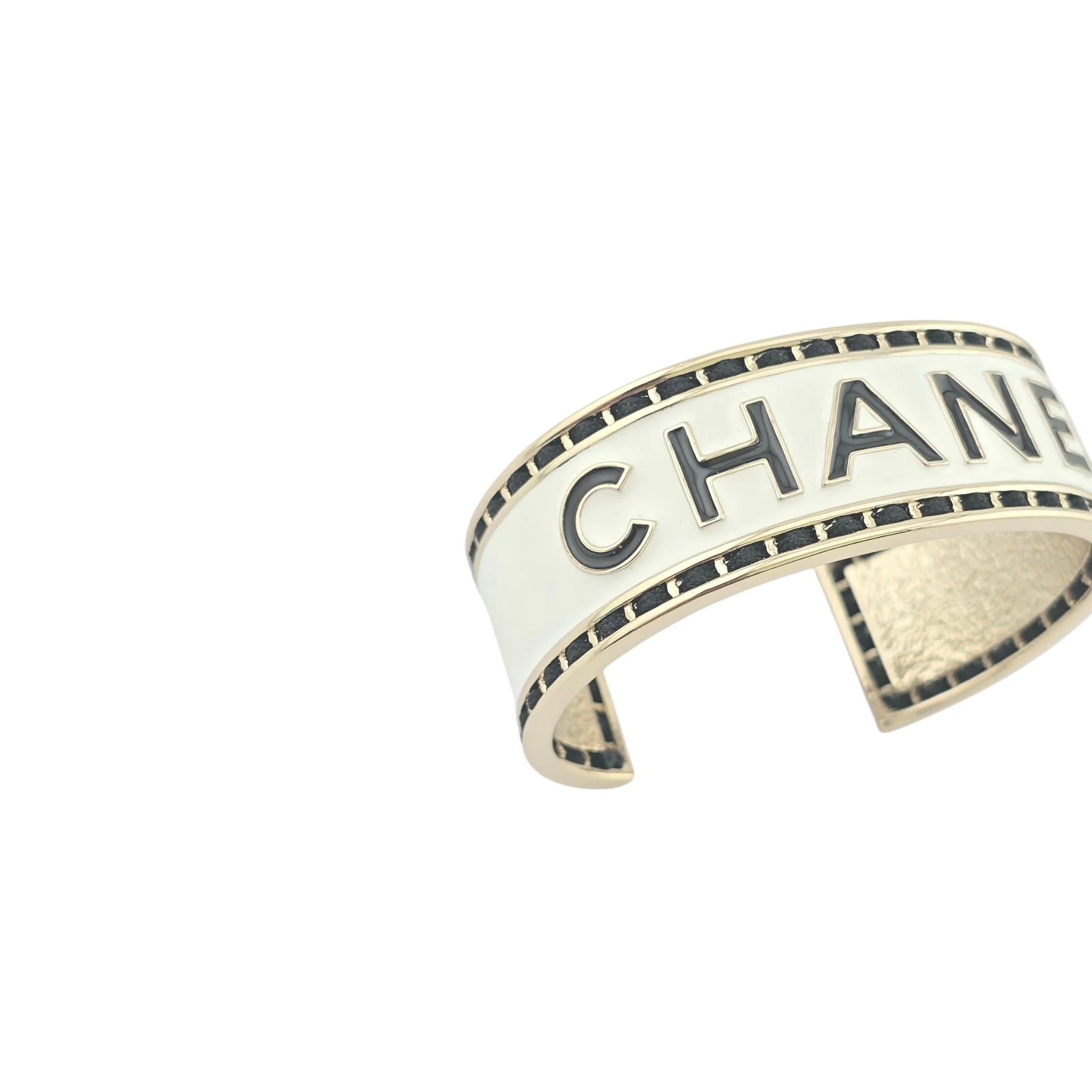 Chanel CC White/Black Gold Bangle 2024 CHANEL
