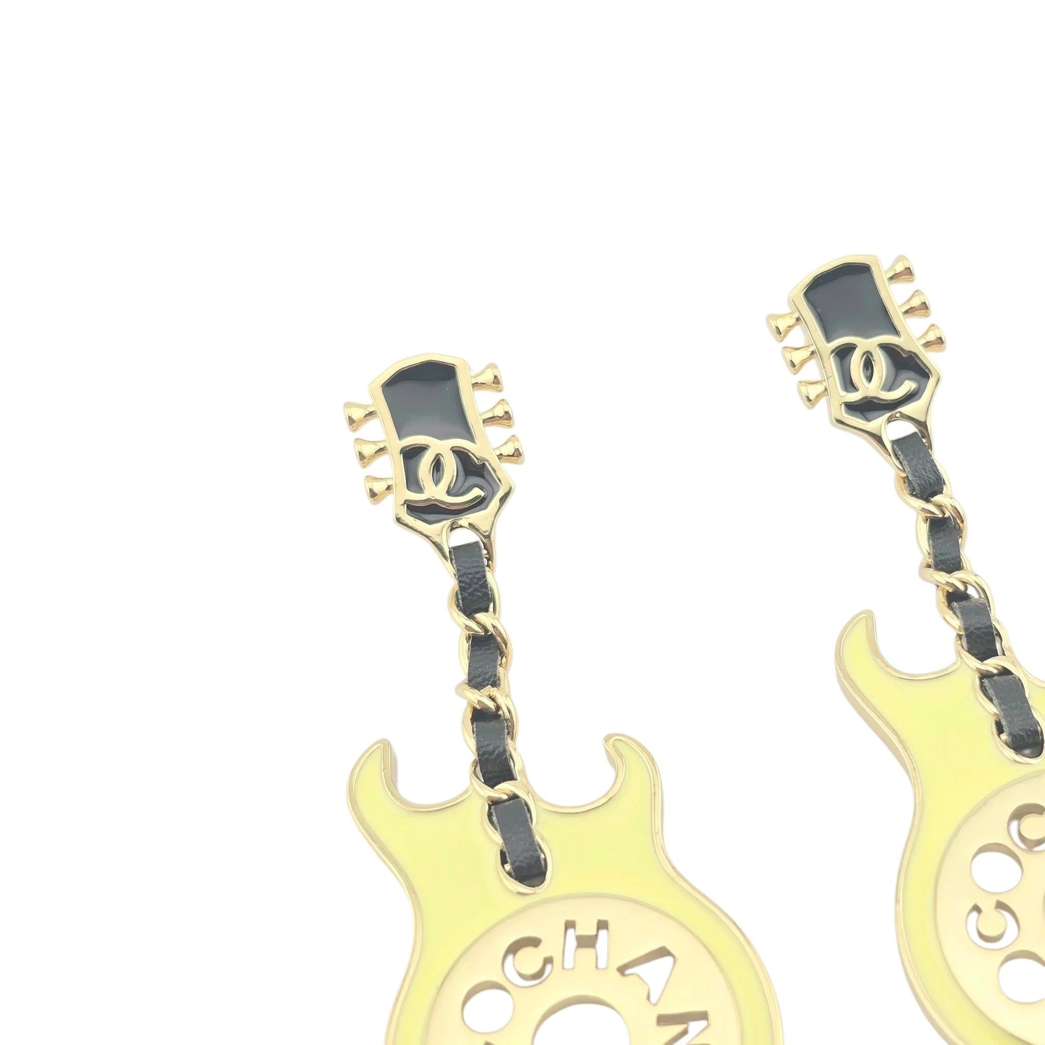 Chanel CC Yellow Guitar Earrings 2024 CHANEL
