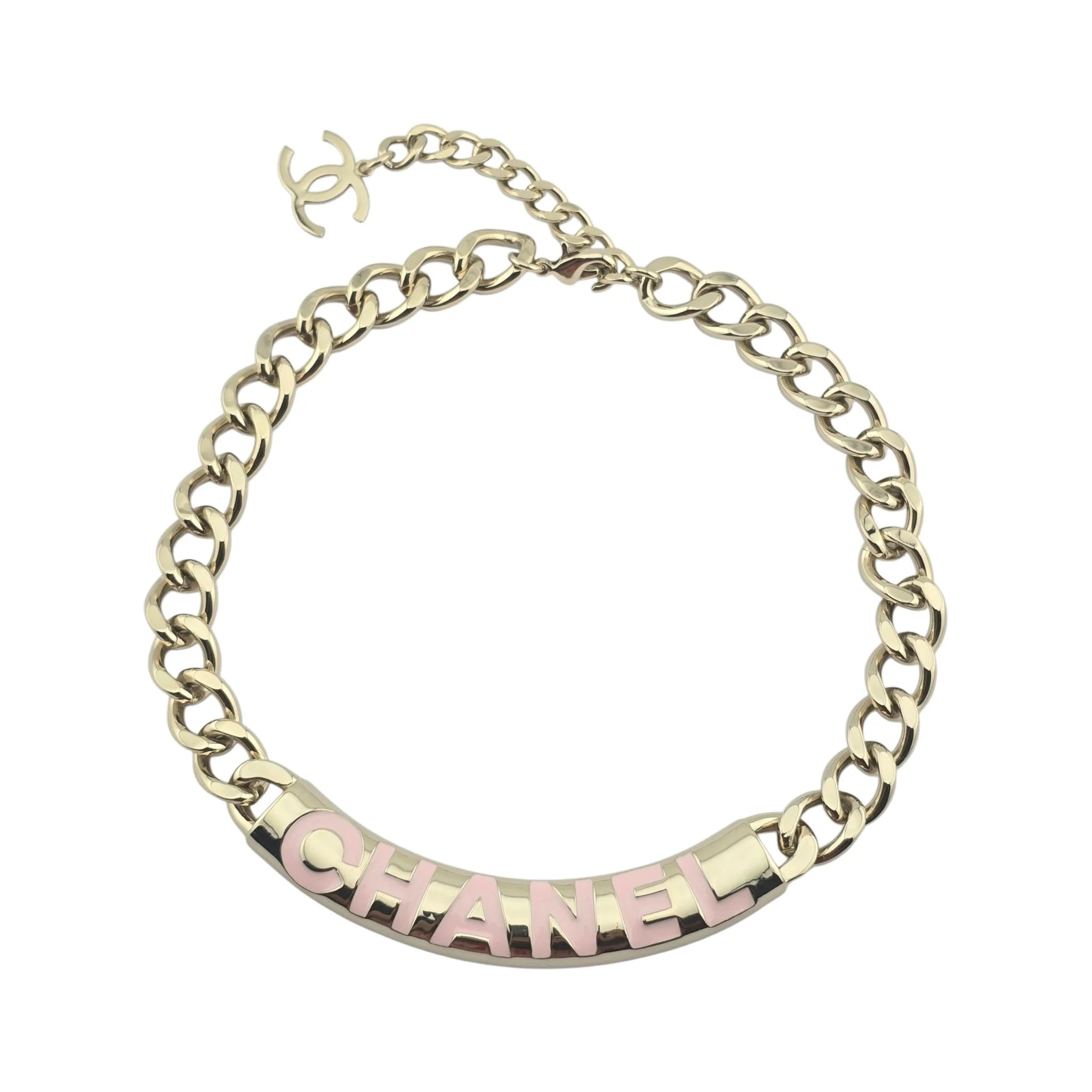 Chanel Gold Pink Chain Necklace 2025 CHANEL