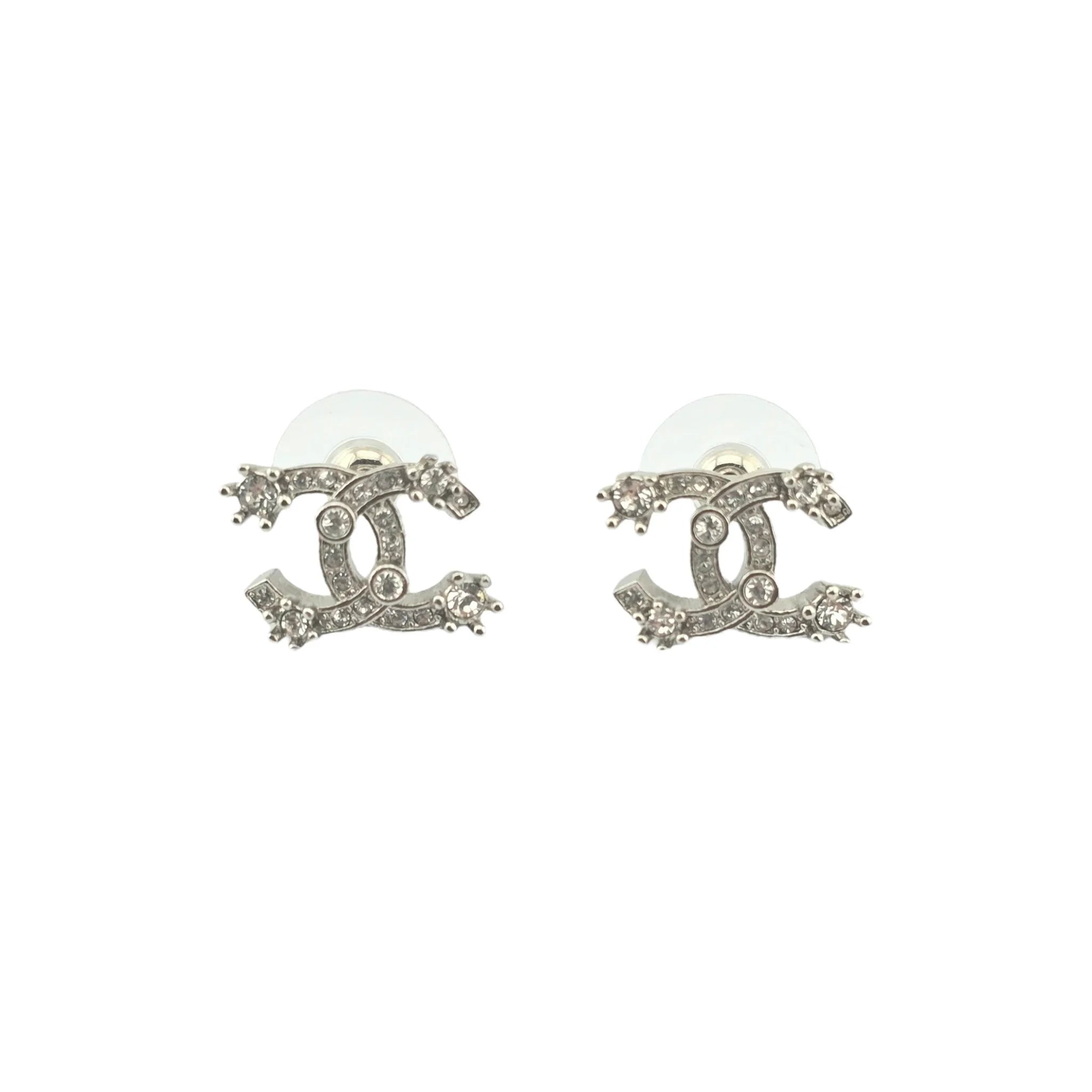 Chanel CC Silver Crystal Snowflake Earrings 2023 CHANEL