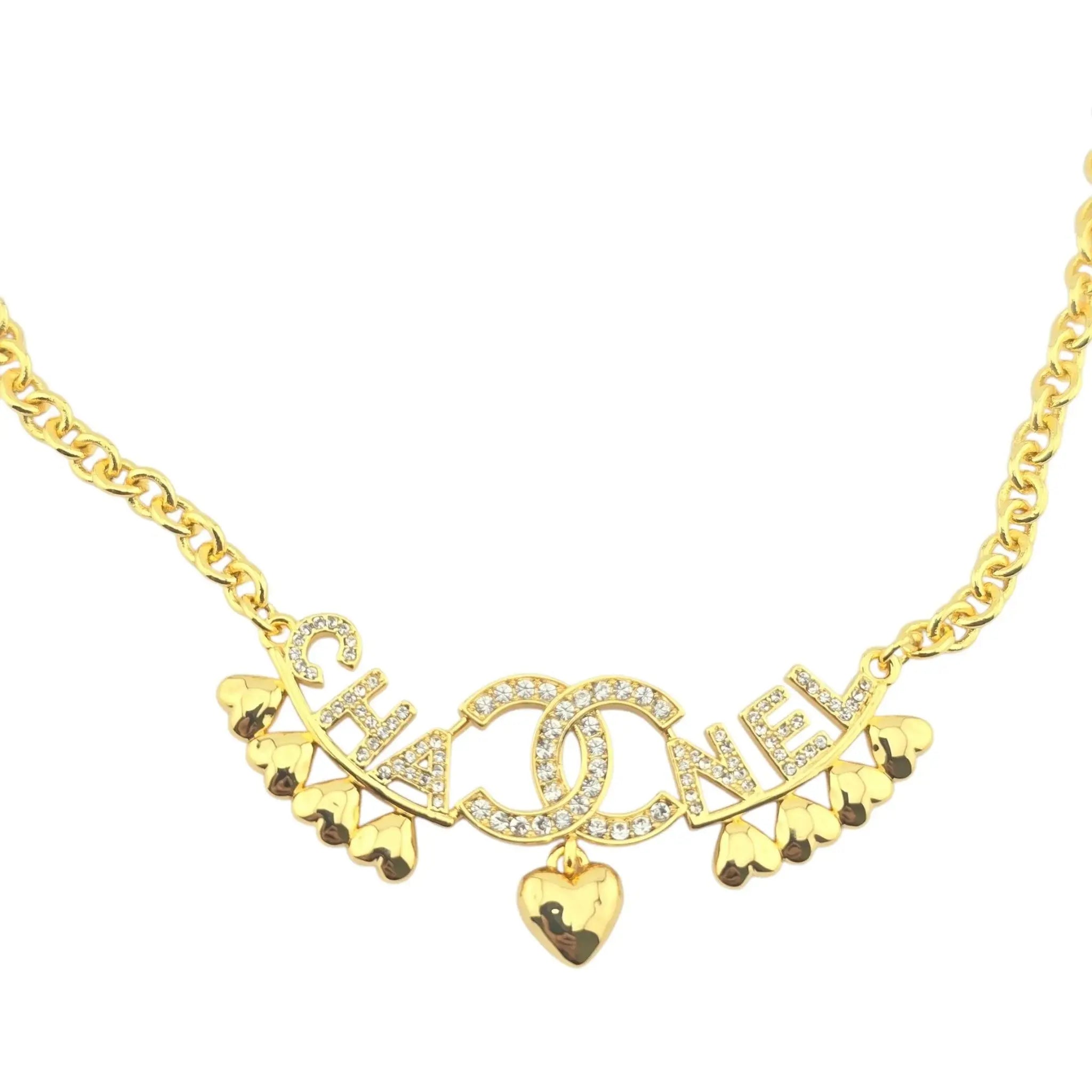 Chanel CC Gold Hearts Crystal Necklace 2023 CHANEL