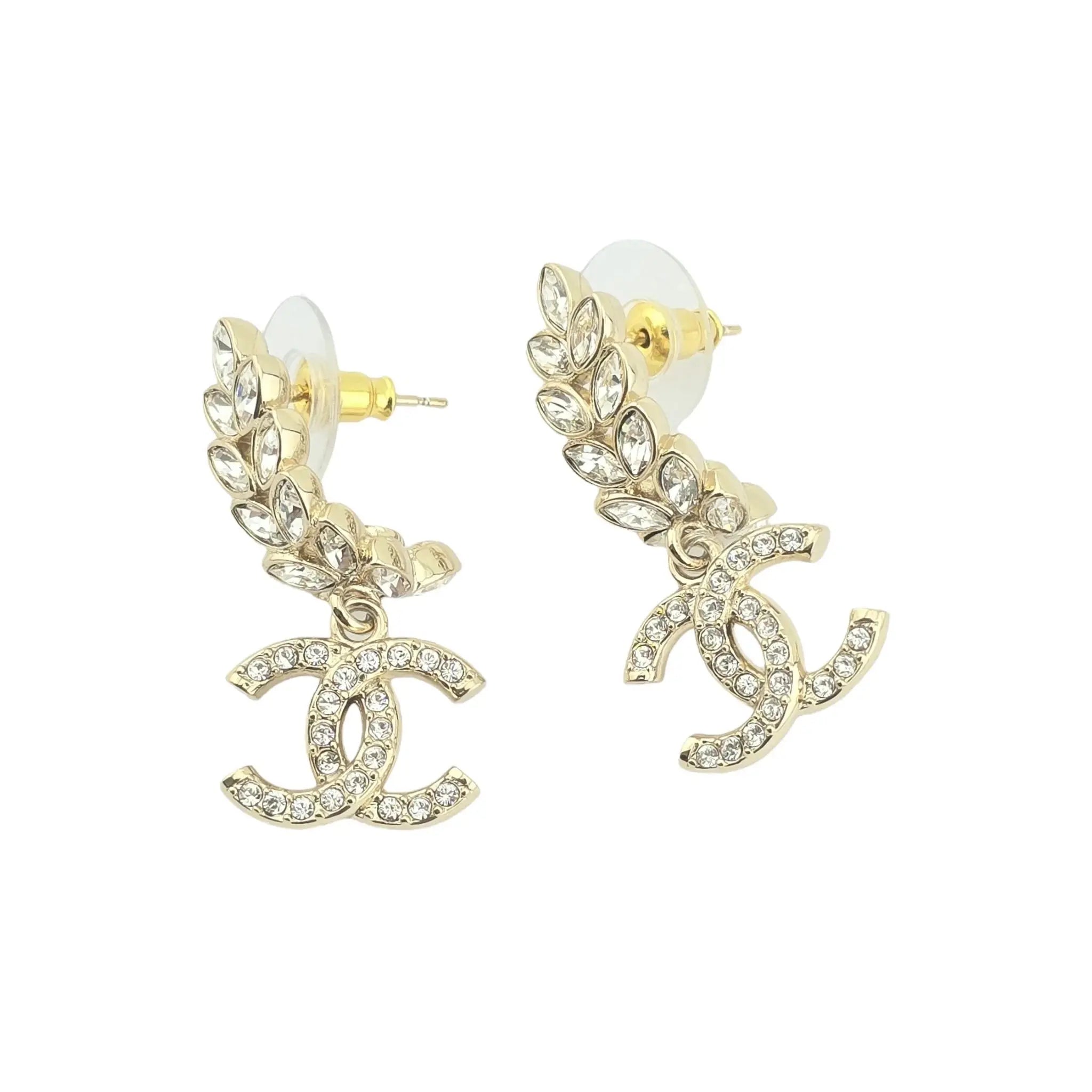 Chanel CC Crystal Leaf Earrings 2023 CHANEL