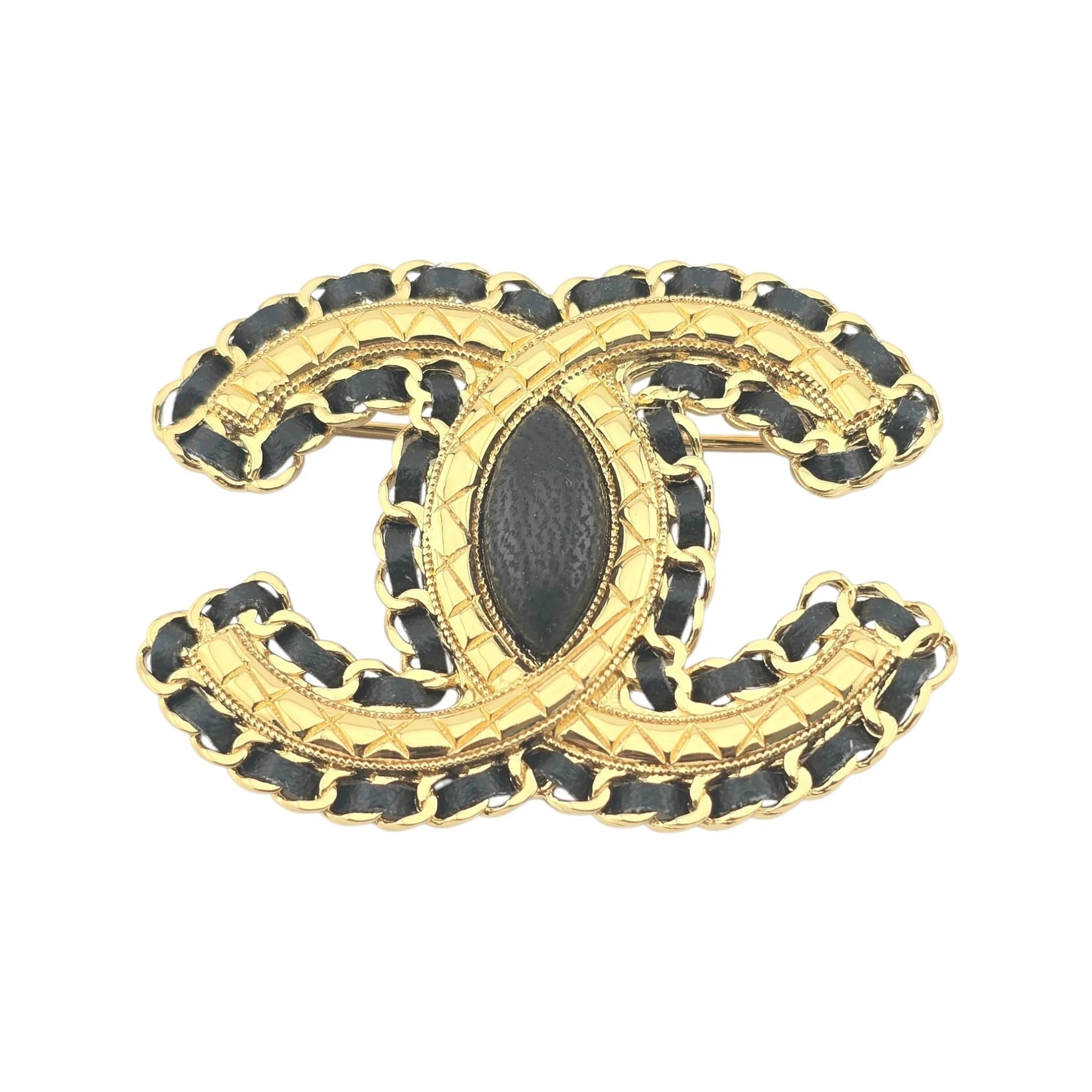 Chanel CC Gold Leather Brooch 2024 CHANEL
