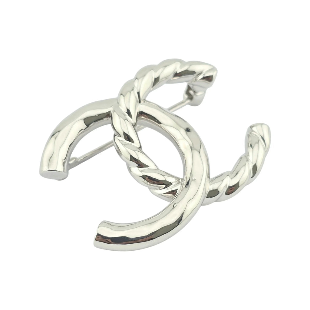 Chanel CC Silver Logo Brooch 2025 CHANEL