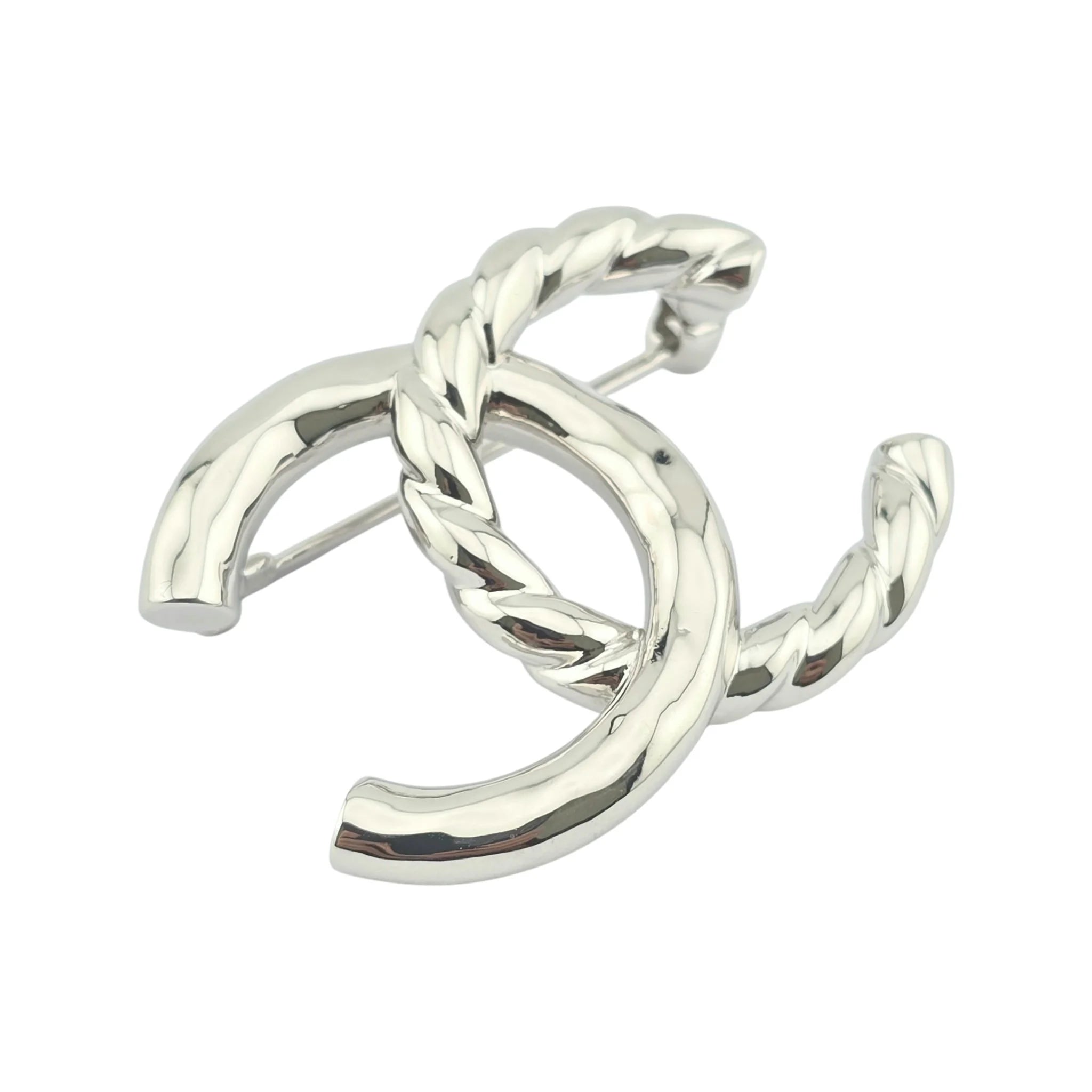 Chanel CC Silver Logo Brooch 2025 CHANEL