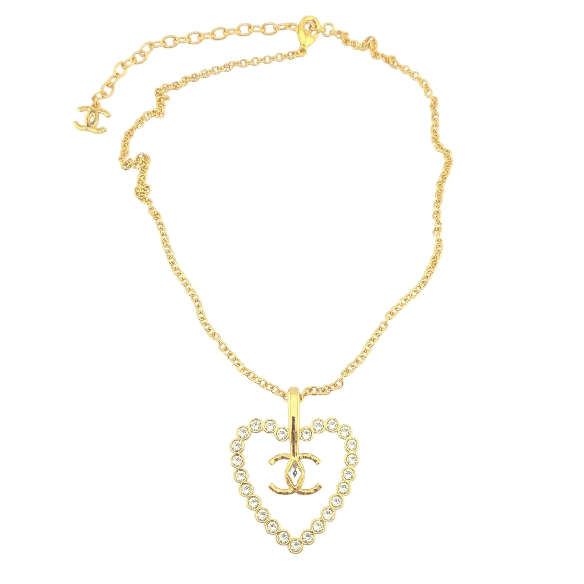 Chanel CC Heart Pendant Necklace Gold 2024 CHANEL