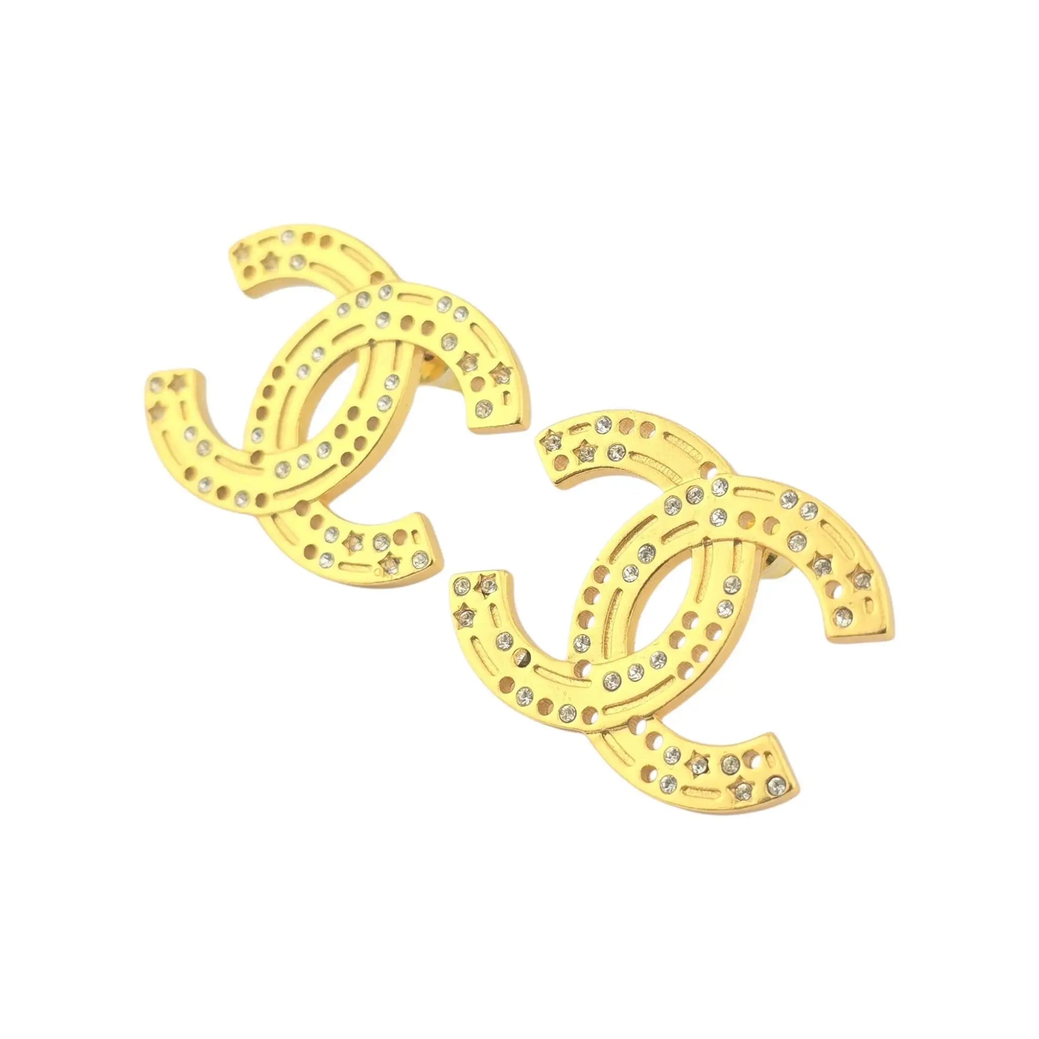 Chanel CC Gold Crystal Earrings 2024 CHANEL