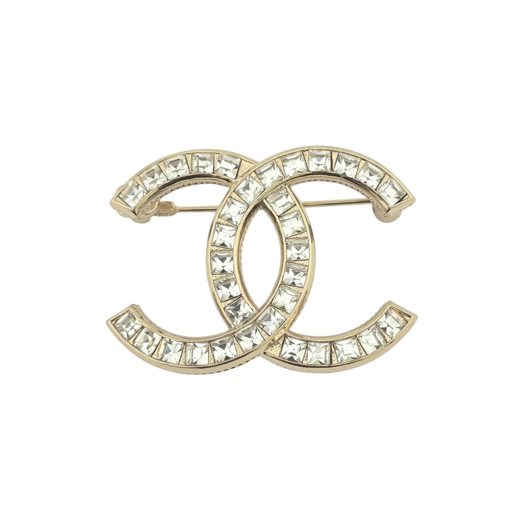 Chanel CC Gold Baguette Crystal Brooch 2021 CHANEL