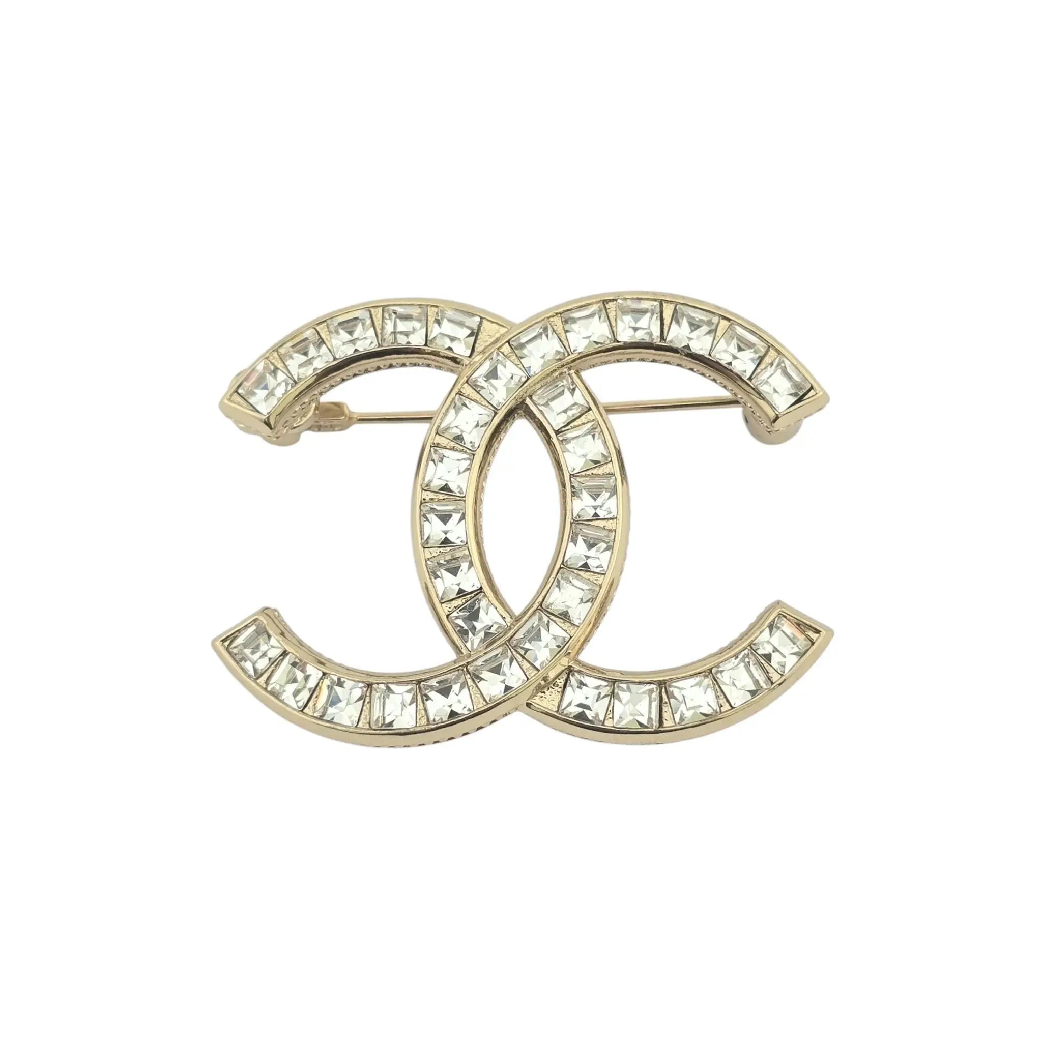 Chanel CC Gold Baguette Crystal Brooch 2021 CHANEL