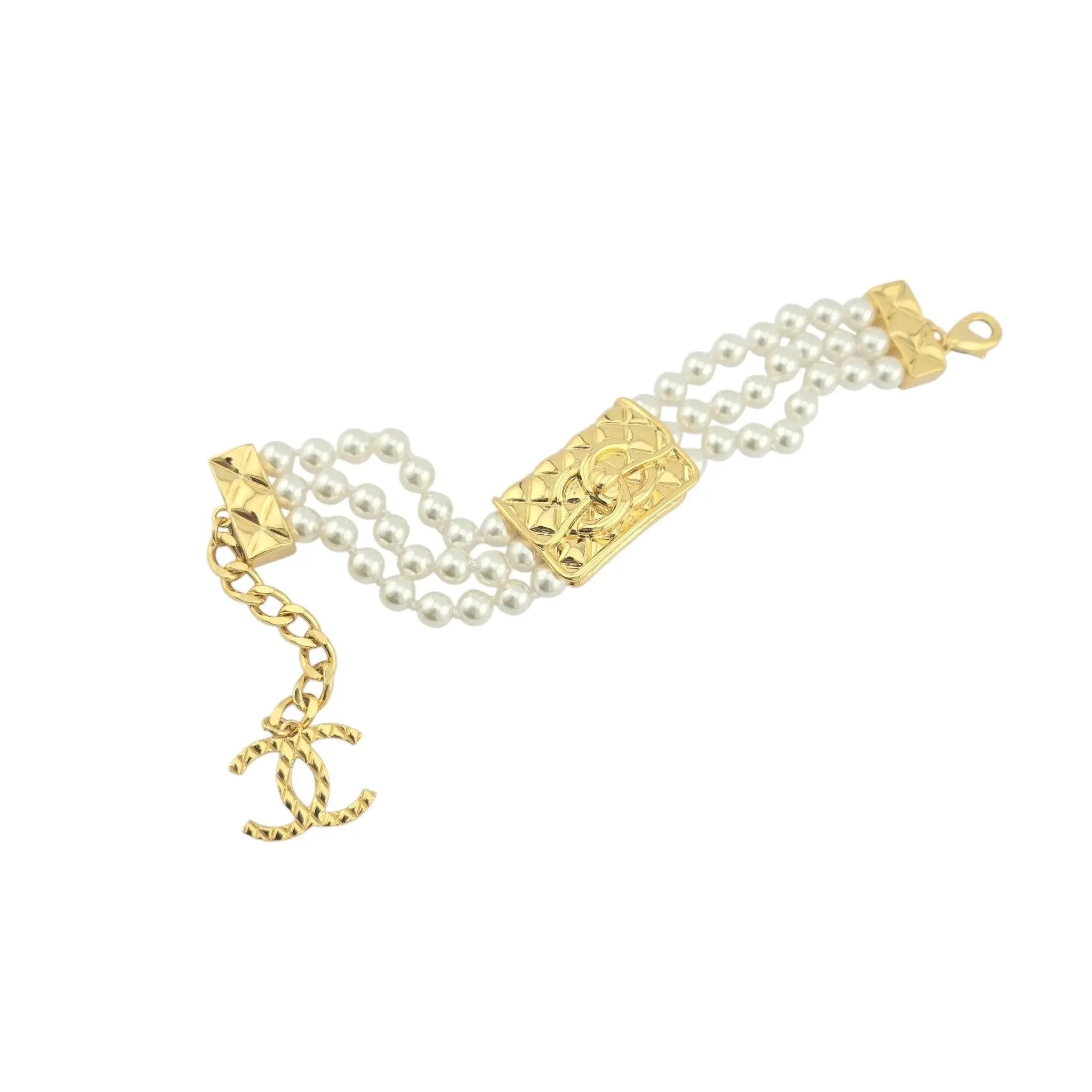 Chanel CC Faux Pearl Matelasse Bracelet 2024 CHANEL