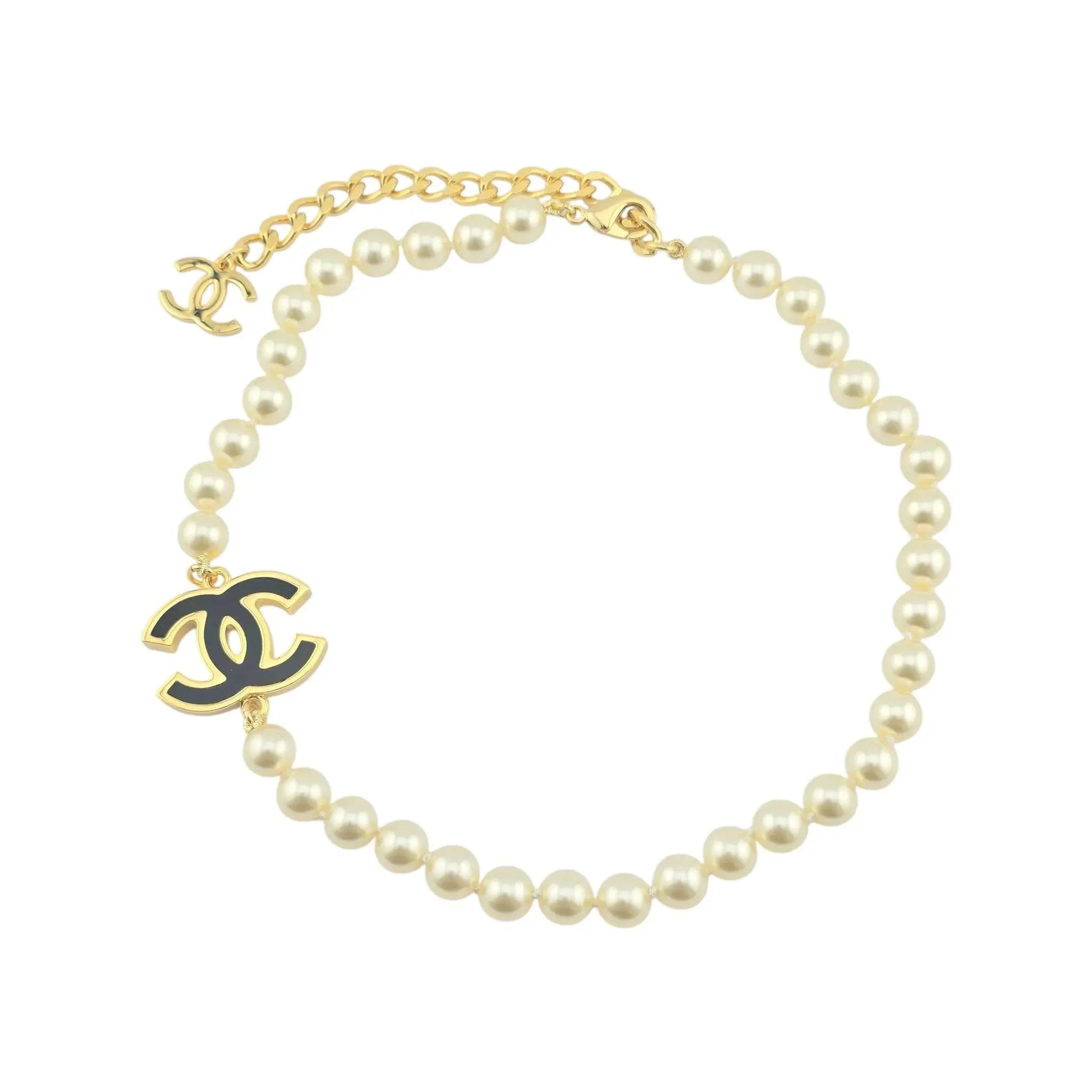 Chanel CC Faux Pearl Resin Pendant Necklace B24 CHANEL
