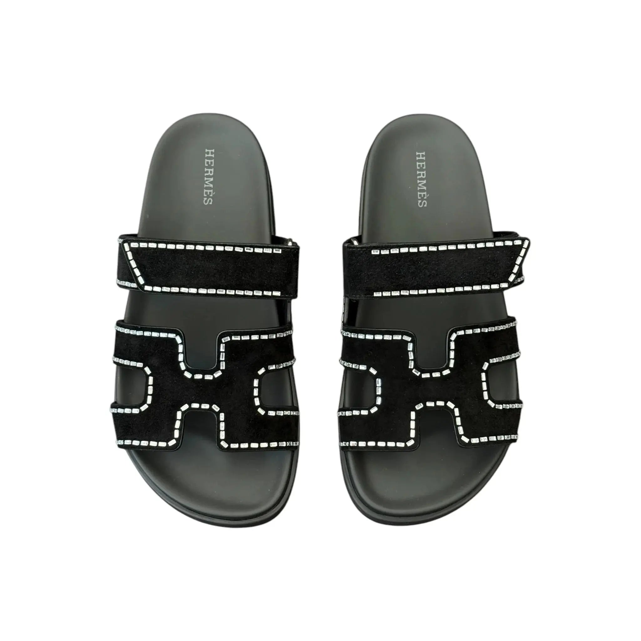 Hermes Chypre Rhinestone Suede Sandal 38 UK5 HERMES