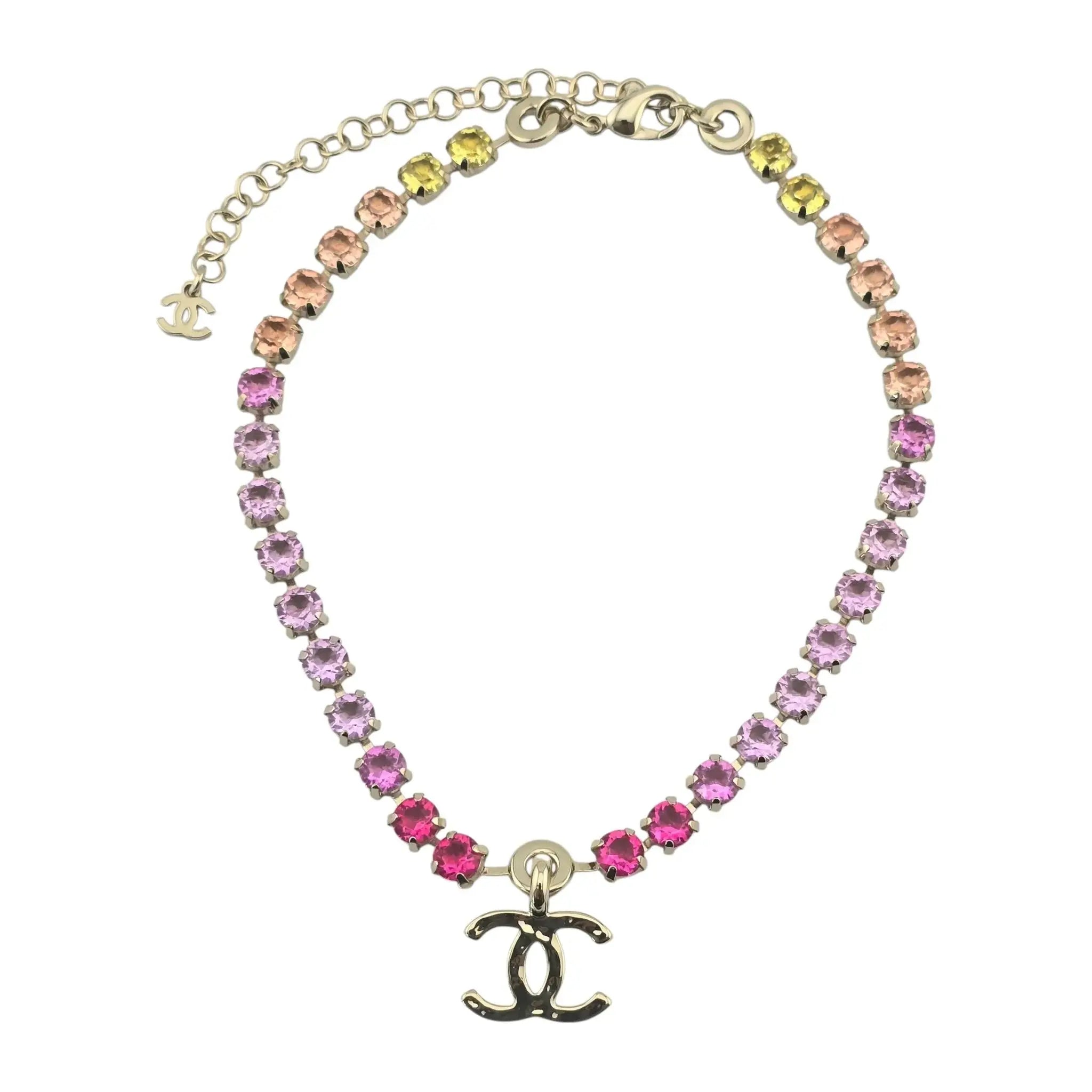 Chanel Strass CC Pendant Choker Multicoloured Necklace 2024 CHANEL