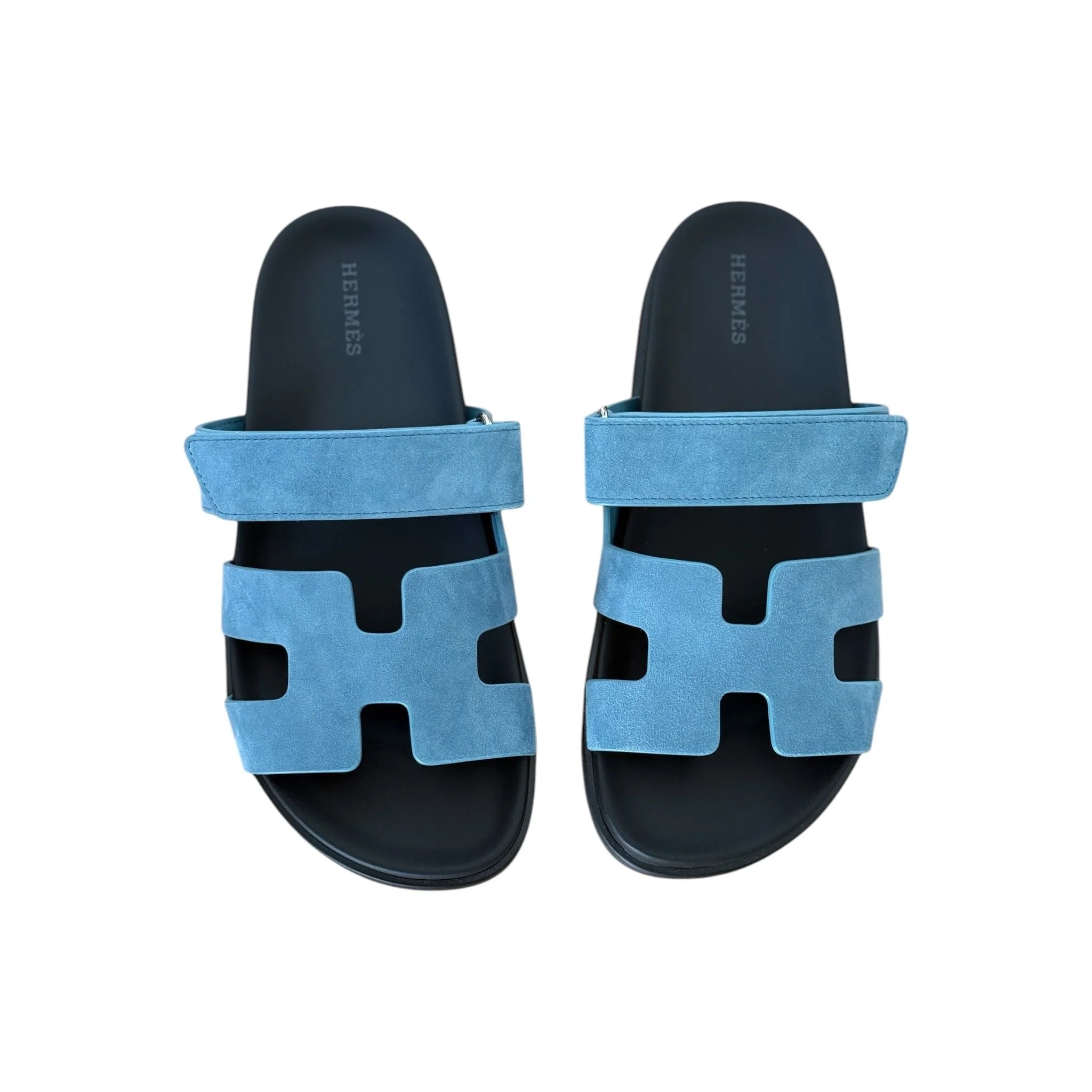 Hermes Chypre Suede Sandal Bleu Mineral 39 UK6 HERMES