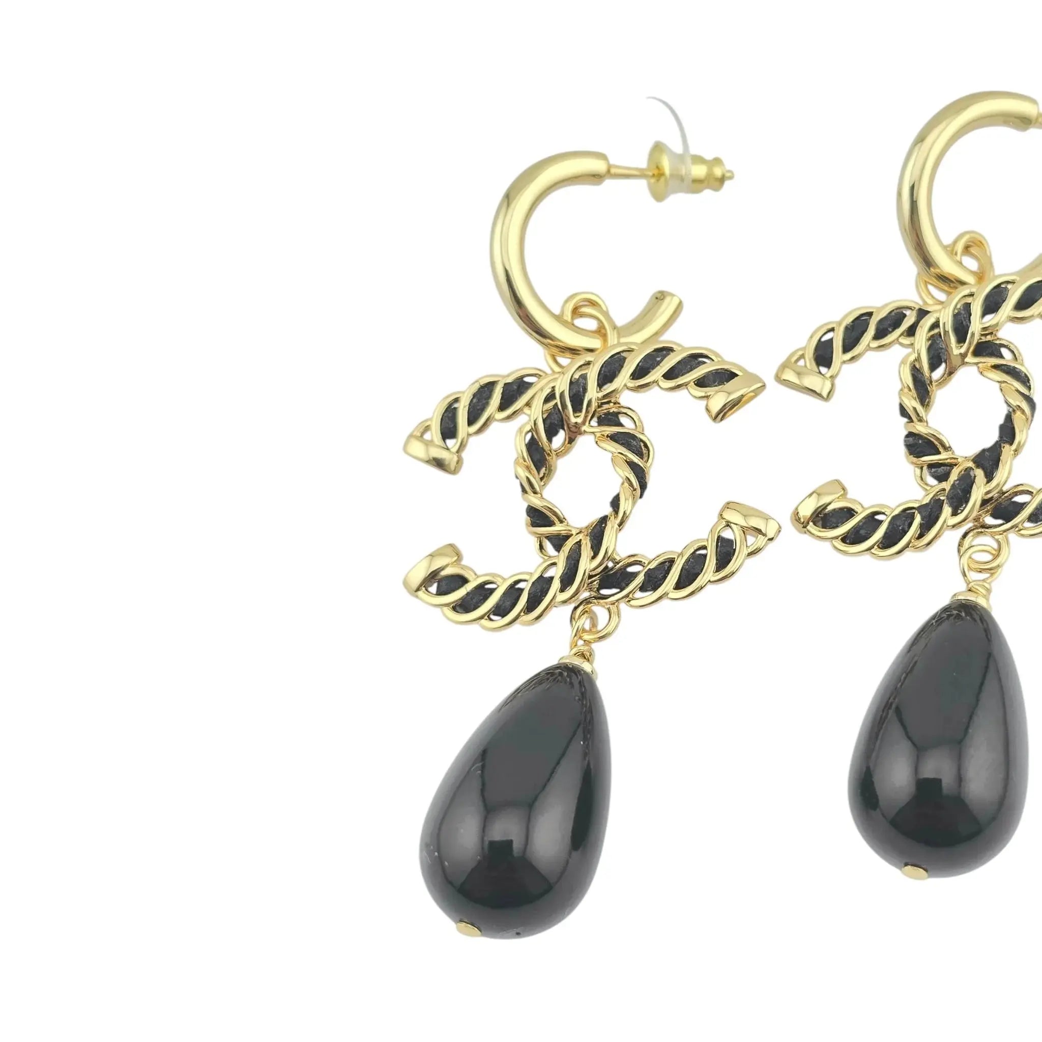 Chanel Resin & Leather CC Drop Earrings 2024 CHANEL