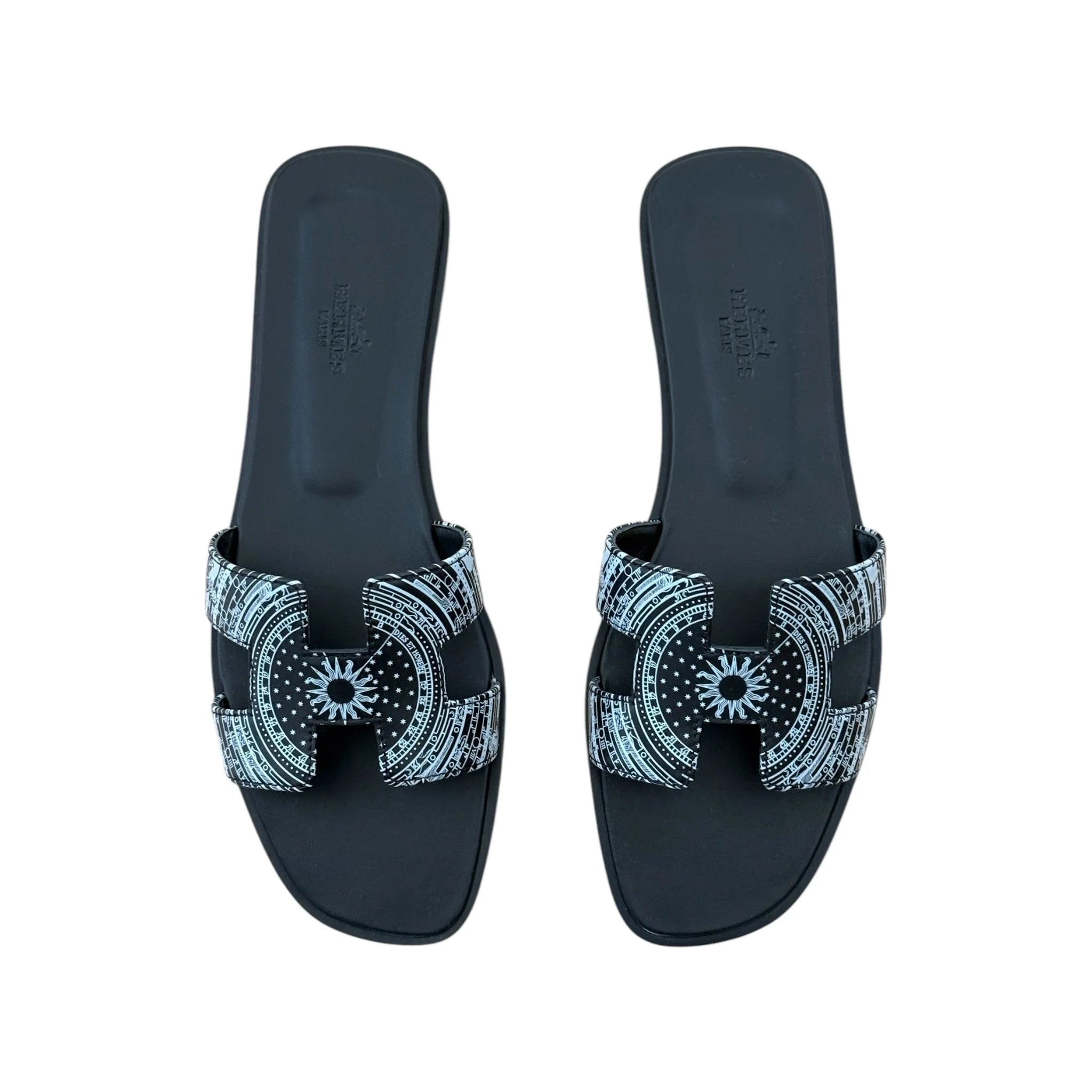 Hermes Oran Sandal Black Noir Astrologie Bandana - 40 UK 7 HERMES