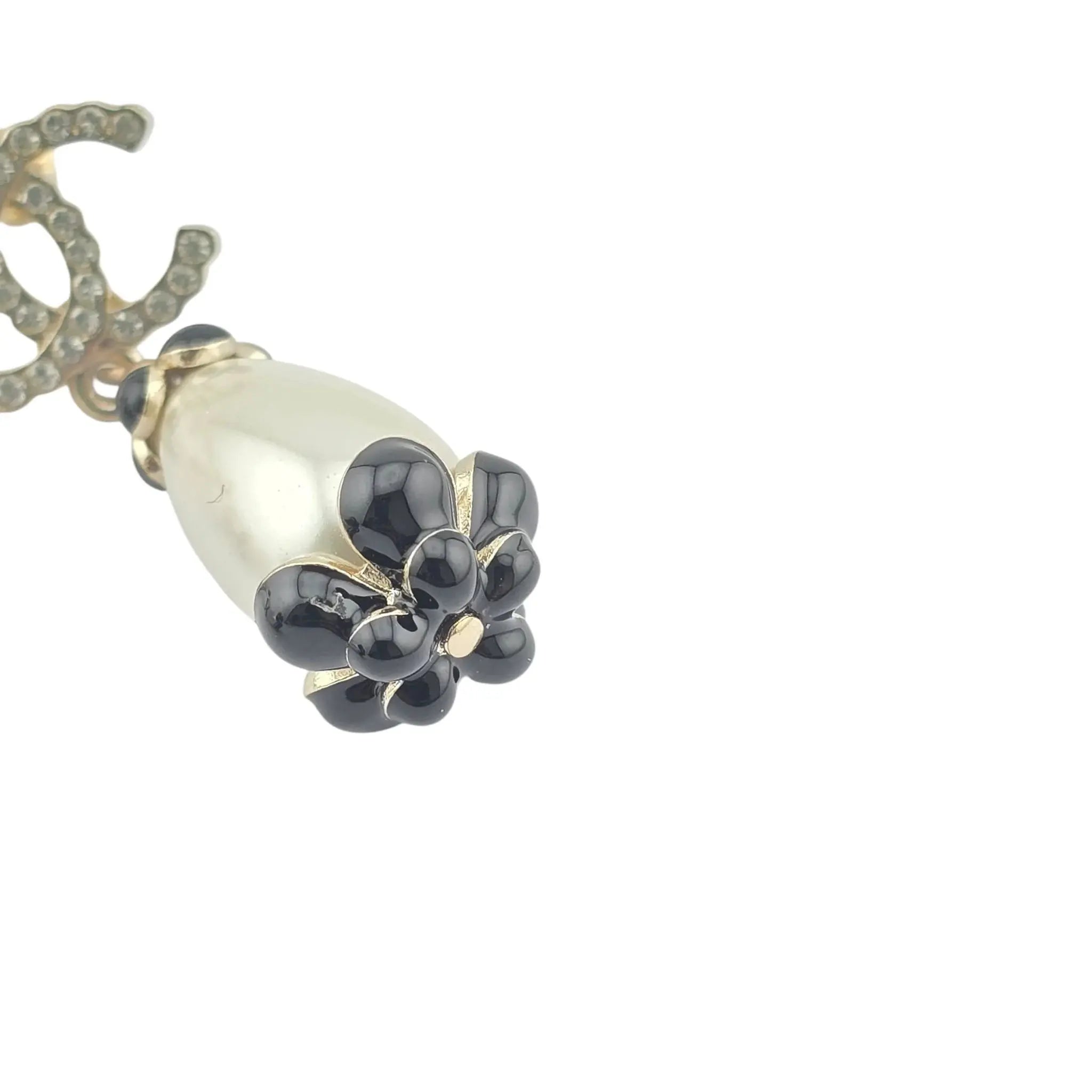 Chanel CC Faux Pearl Drop Flower Crystal Earrings A21 CHANEL