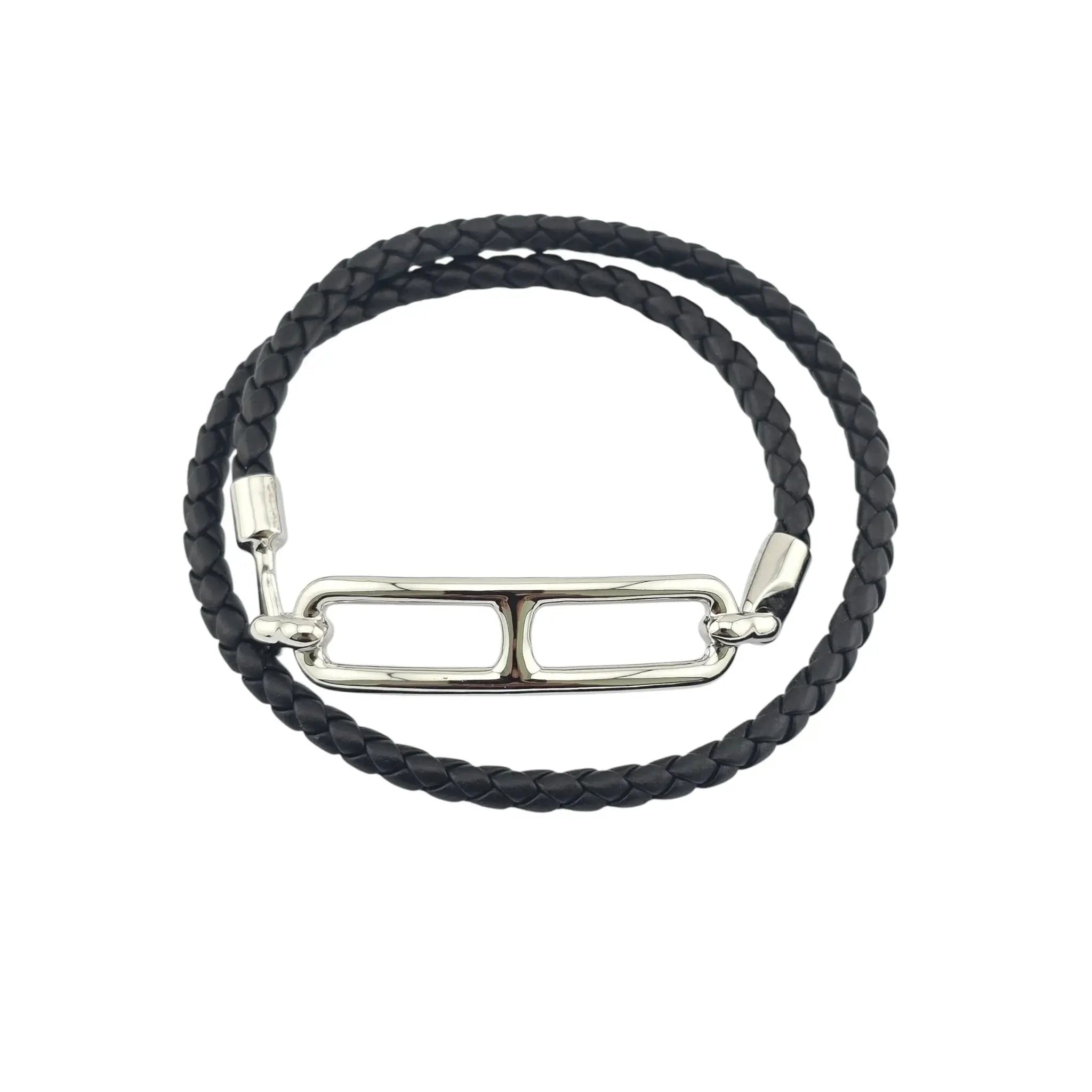 Hermès Roulis Double Tour Black (Noir) Silver - T2 HERMES