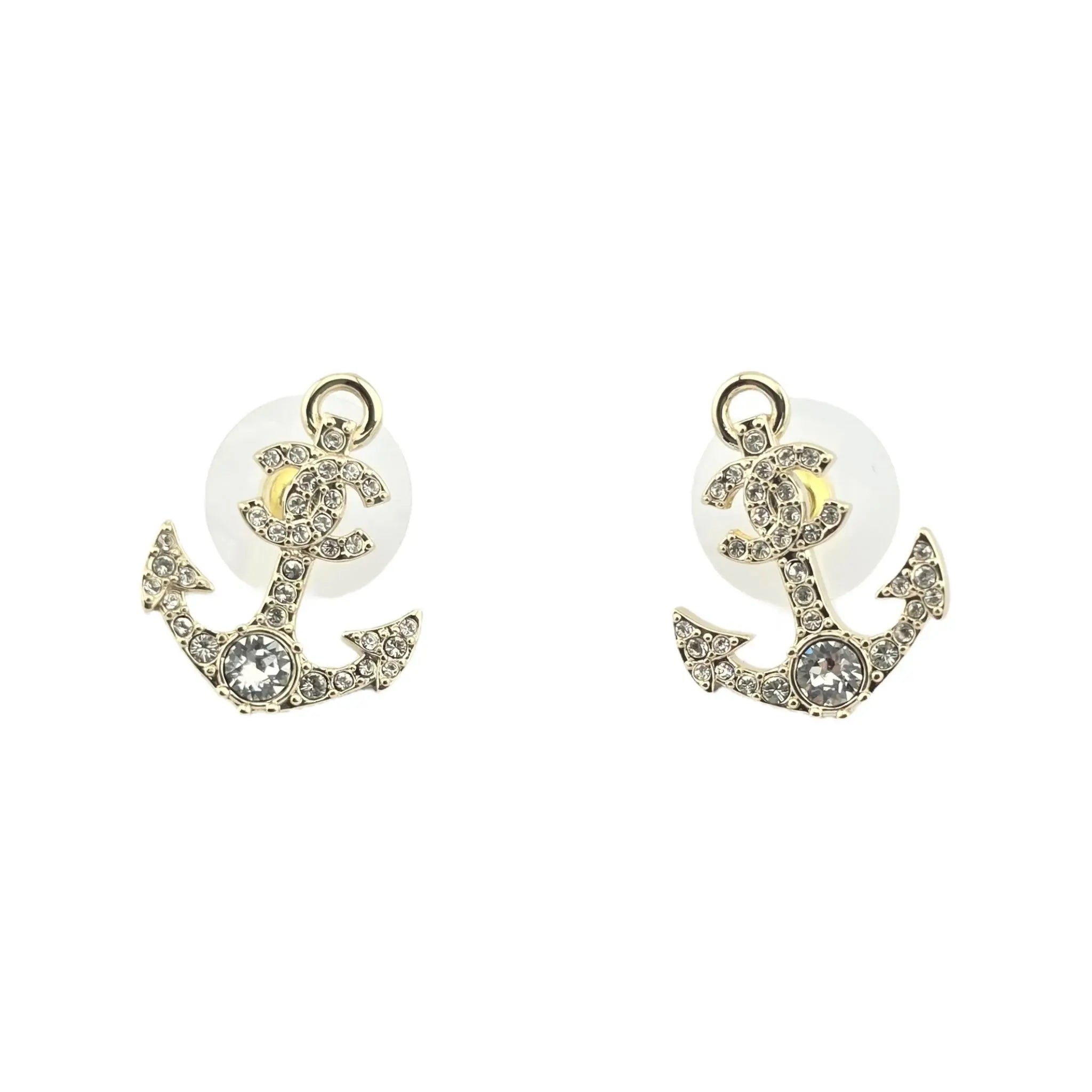 Chanel CC Crystal Anchor Stud Earrings 2025 CHANEL