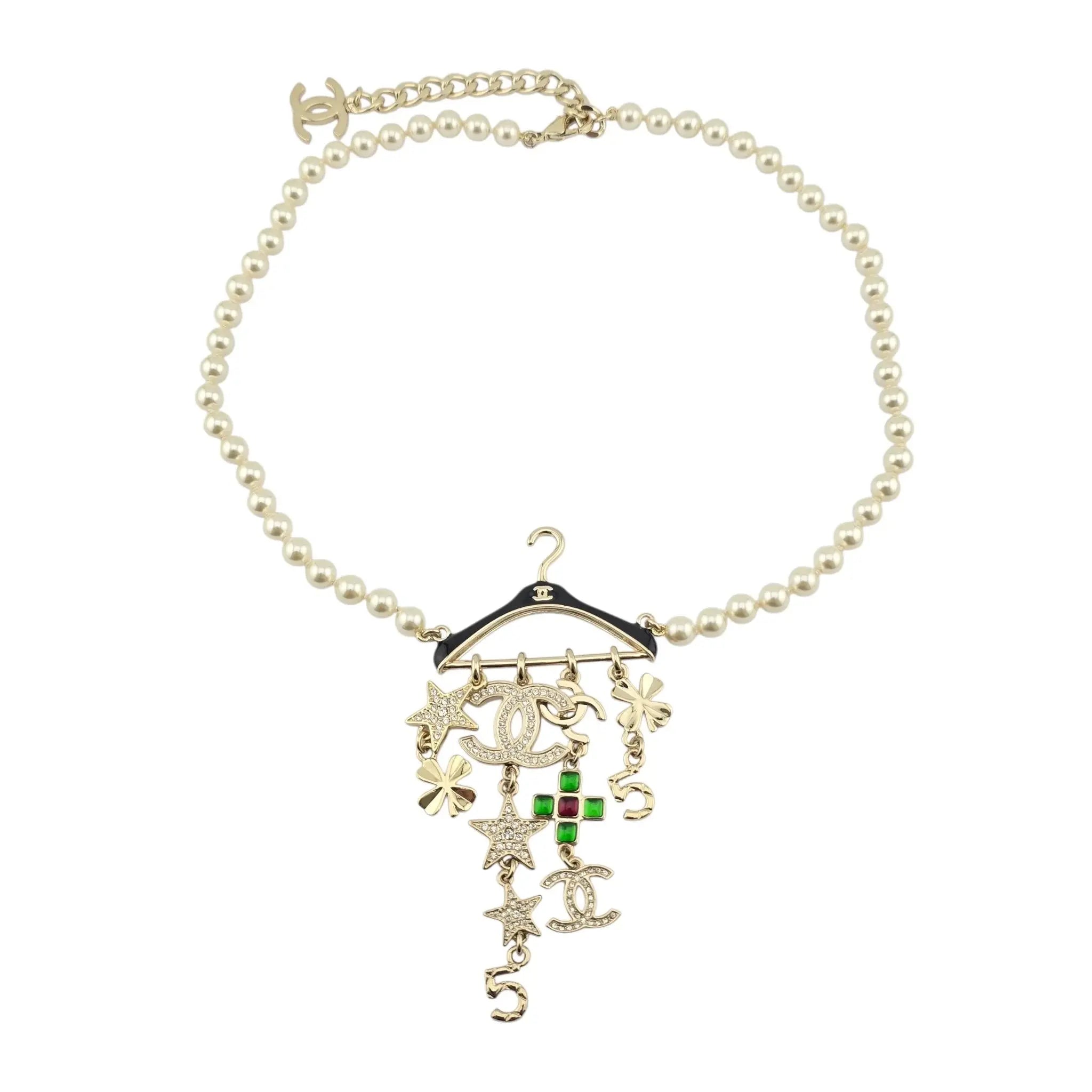 Chanel CC Faux Pearl Hanger Pendant Necklace 2023 CHANEL