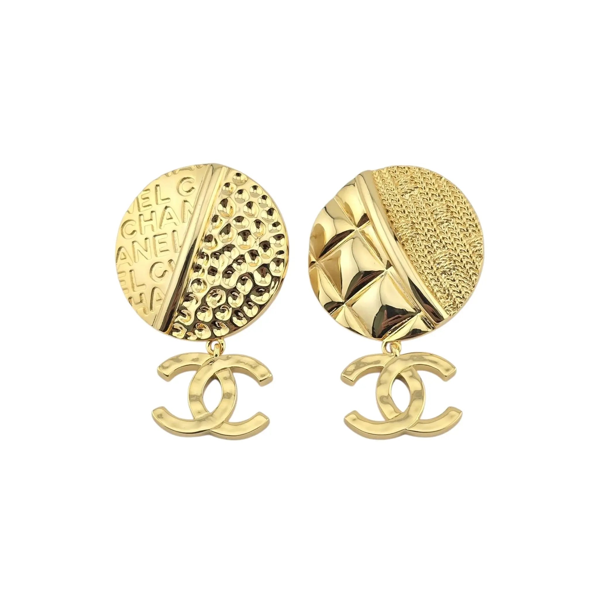 Chanel CC Round Gold Drop Earrings 2024 CHANEL