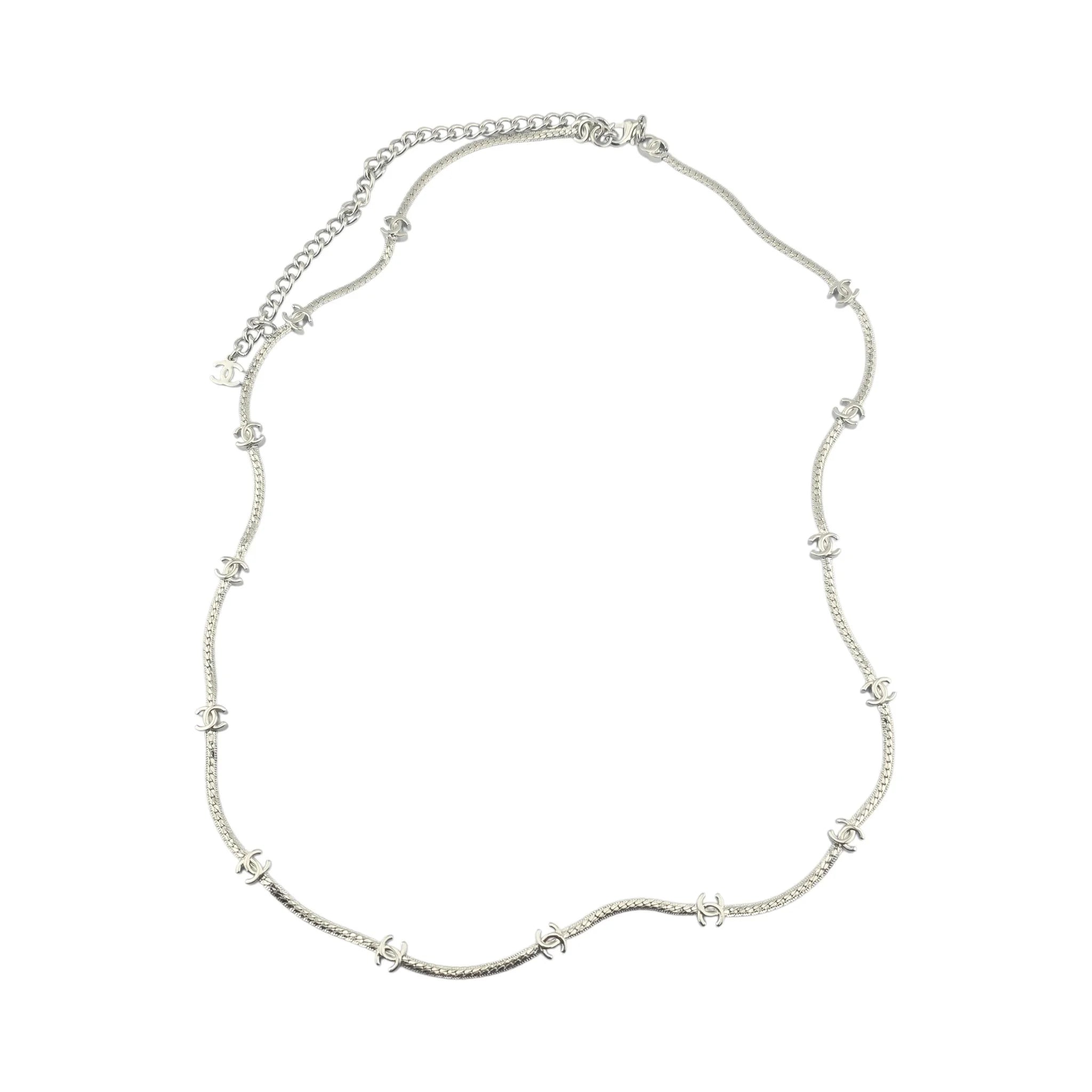 Chanel CC Metal Thin Silver Necklace 2024 CHANEL