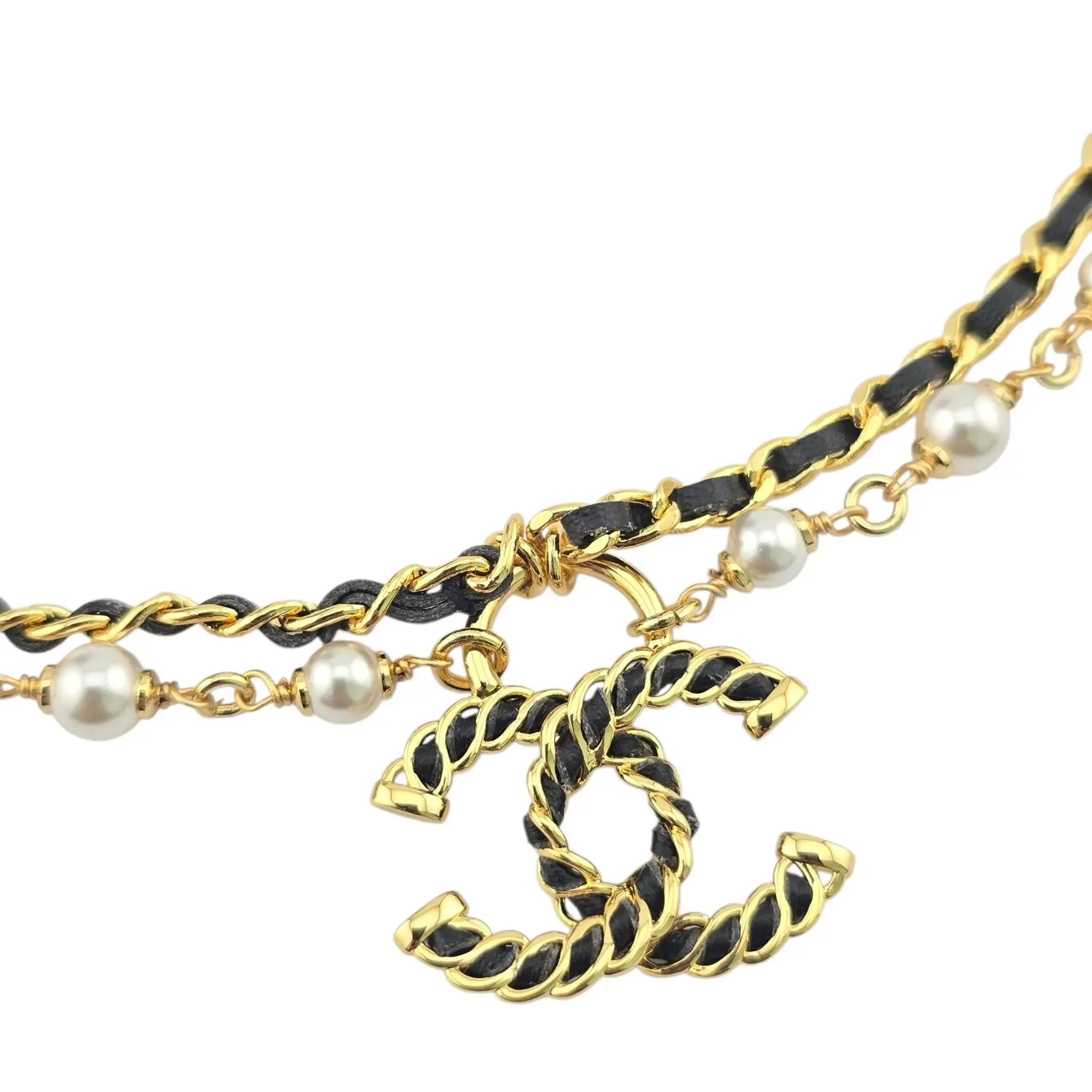 Chanel CC Faux Pearl Leather Necklace 2024 CHANEL