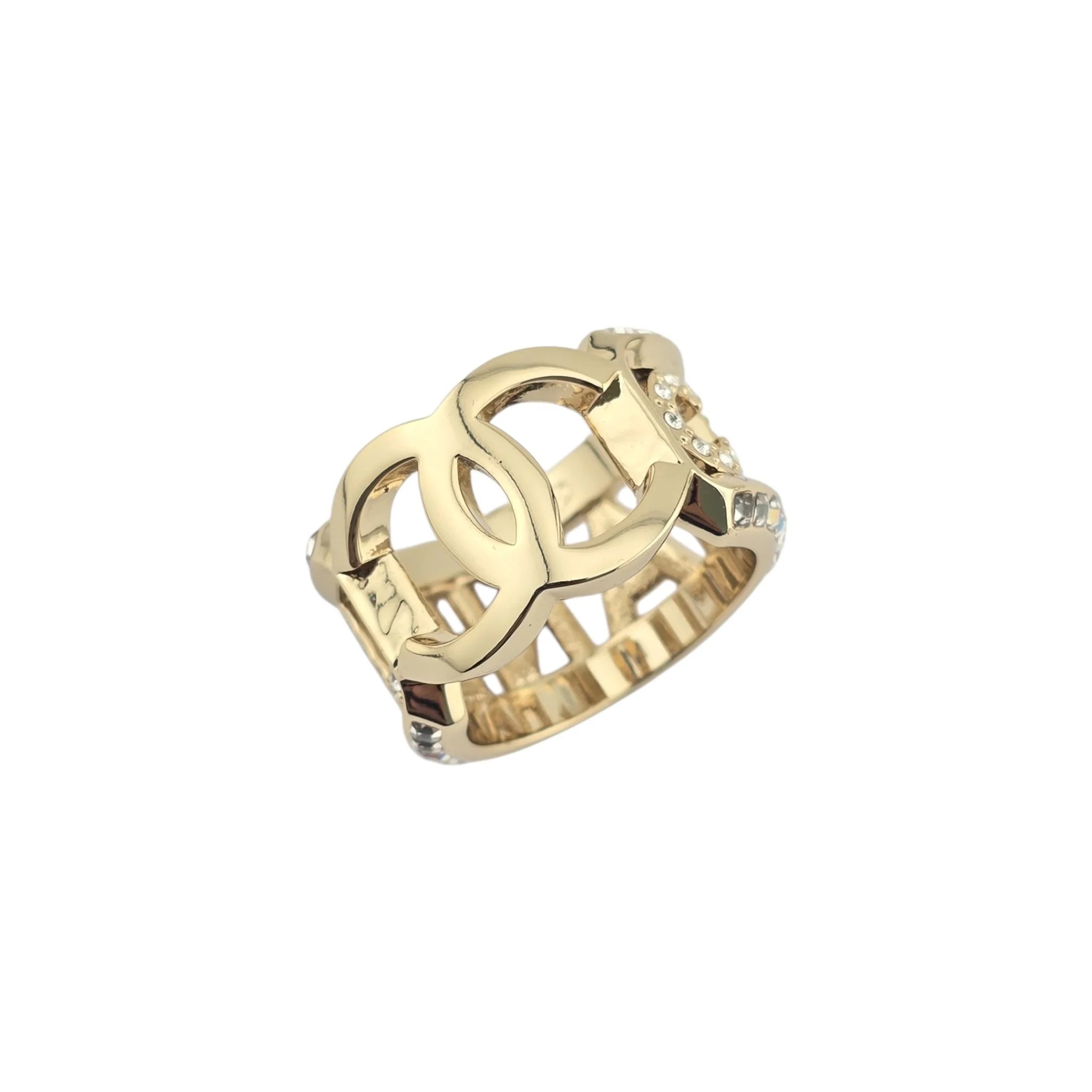 Chanel CC Gold Crystal Ring 2024 CHANEL