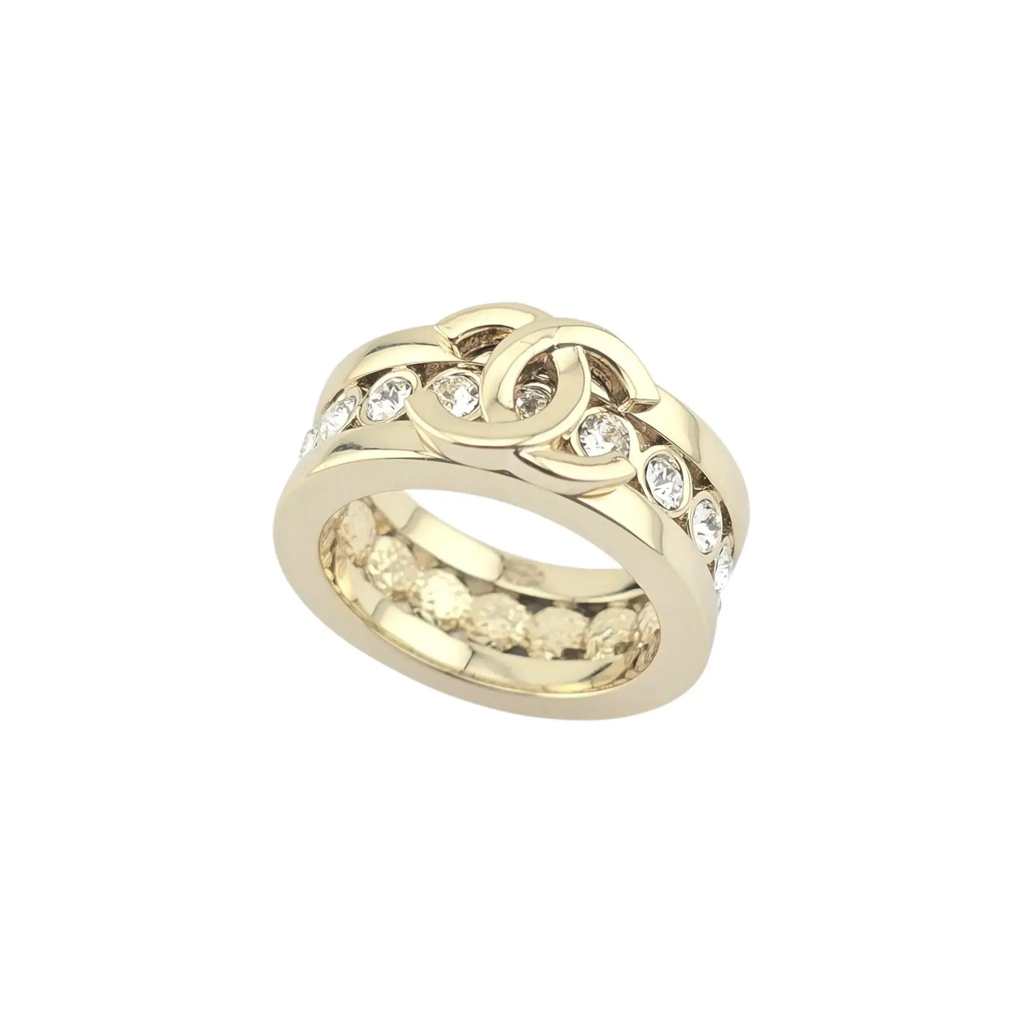 Chanel CC Gold Crystal Ring 2023 CHANEL