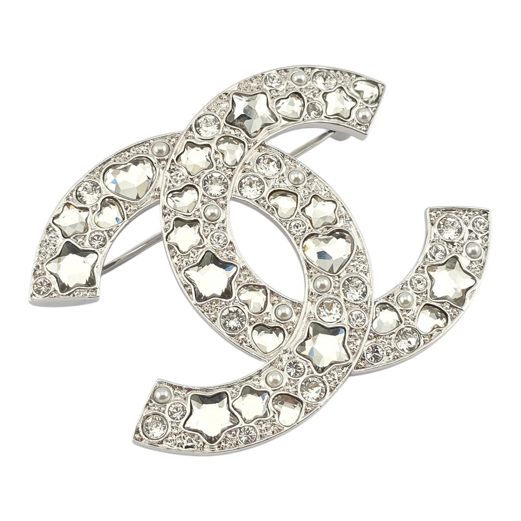 Chanel CC Silver Star Crystal Brooch 2025 CHANEL