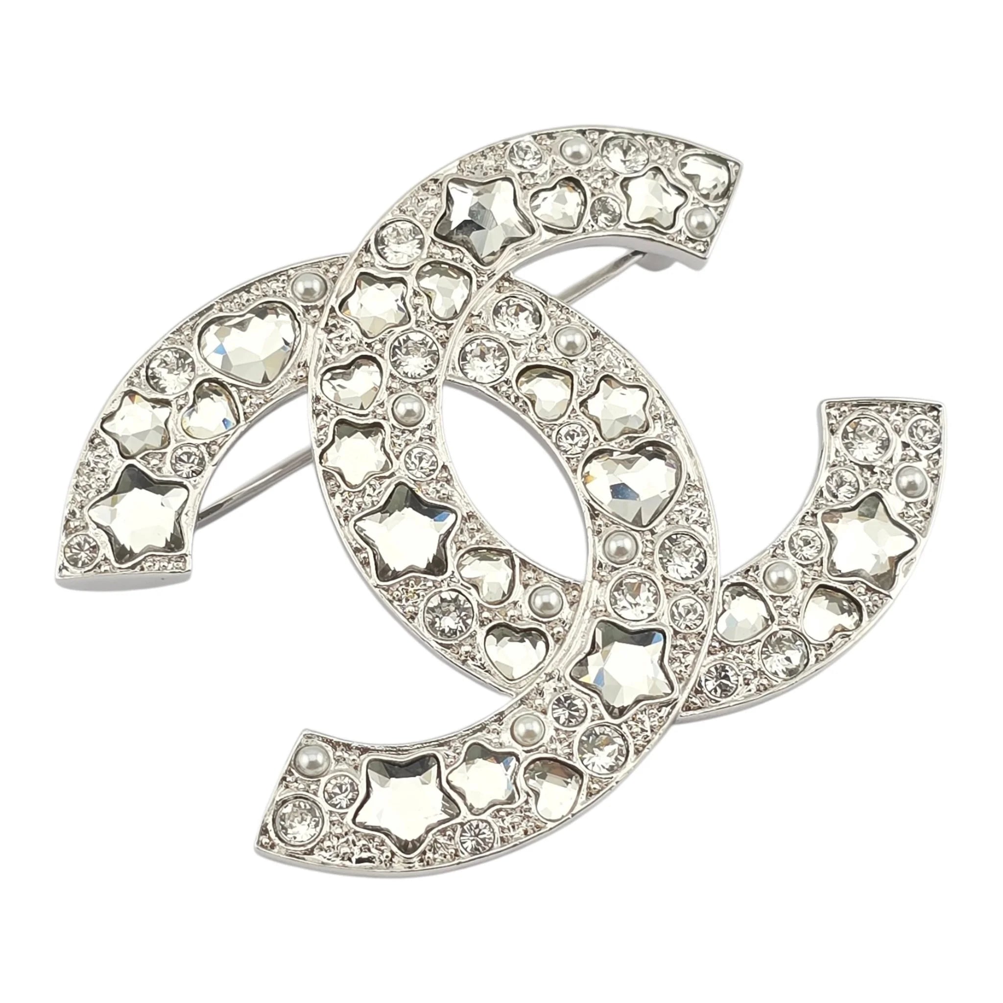 Chanel CC Silver Star Crystal Brooch 2025 CHANEL