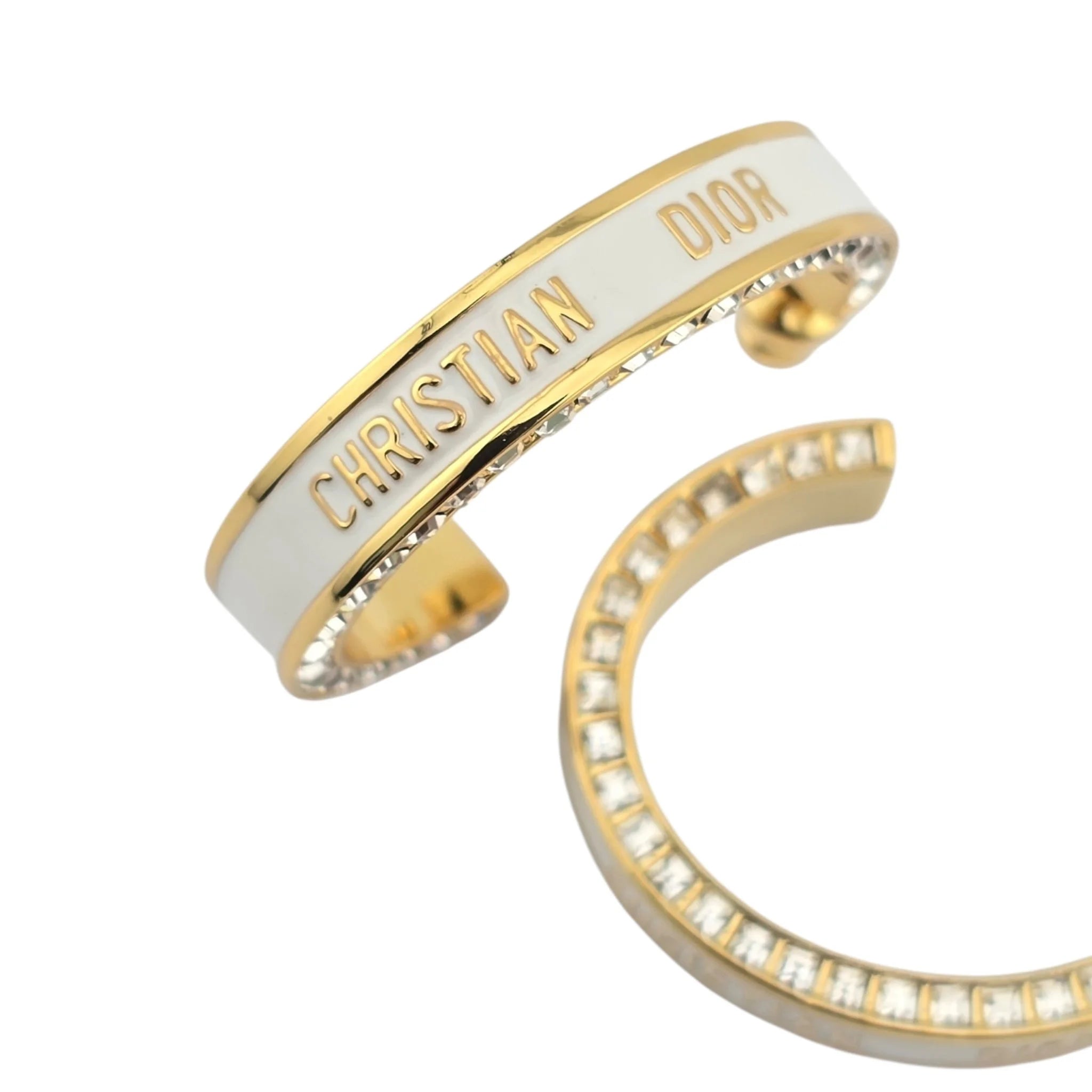 Christian Dior Large Dior Night Code Hoop White Earrings DIOR