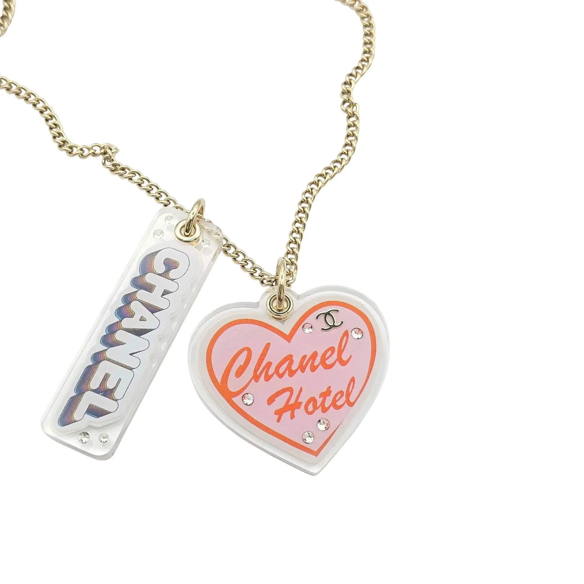 Chanel CC Resin Metal Strass Multi Color Heart Shape Necklace 2024 CHANEL