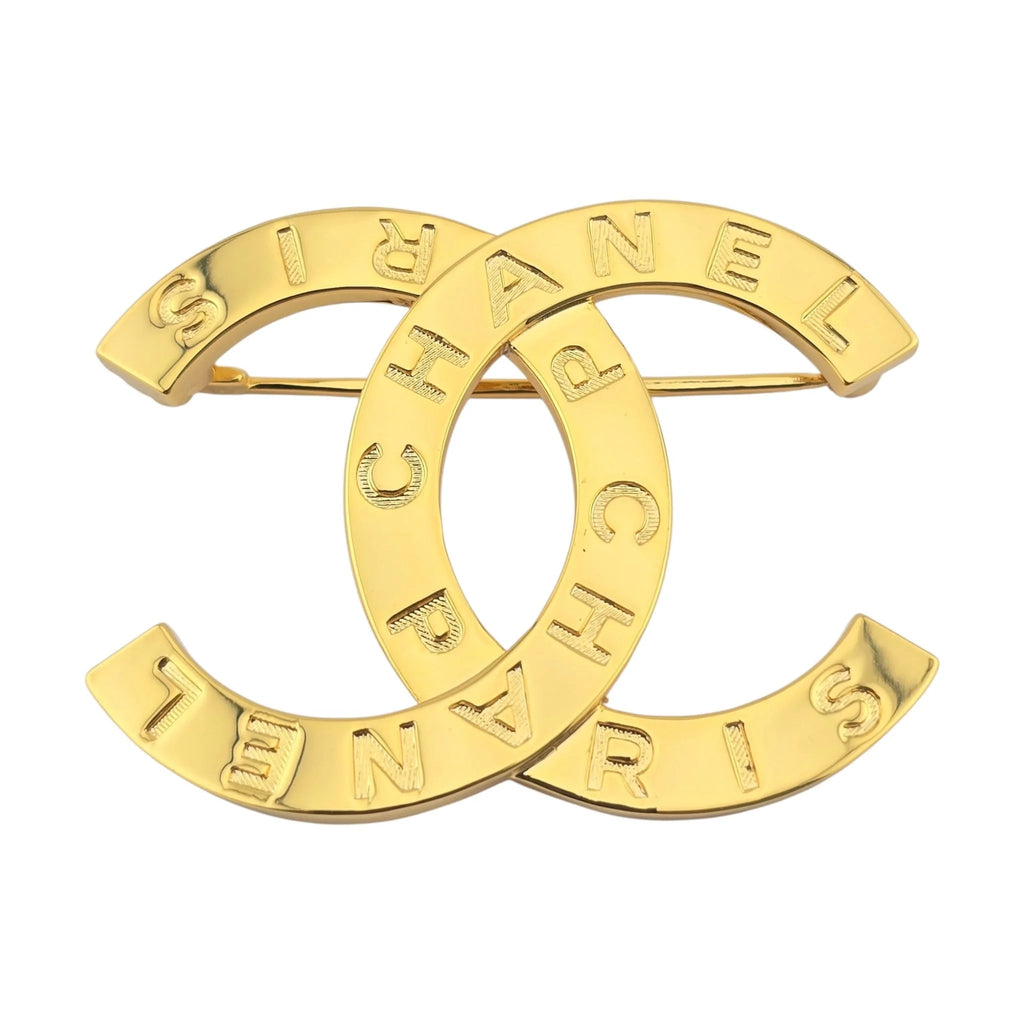 Chanel CC Metal Paris Button Large Brooch Gold 2020 CHANEL