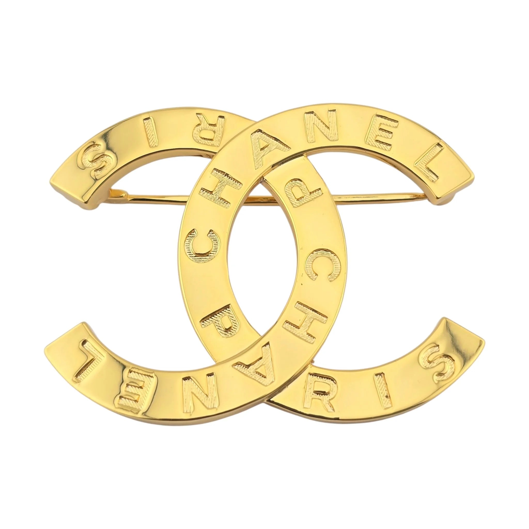 Chanel CC Metal Paris Button Large Brooch Gold 2020 CHANEL