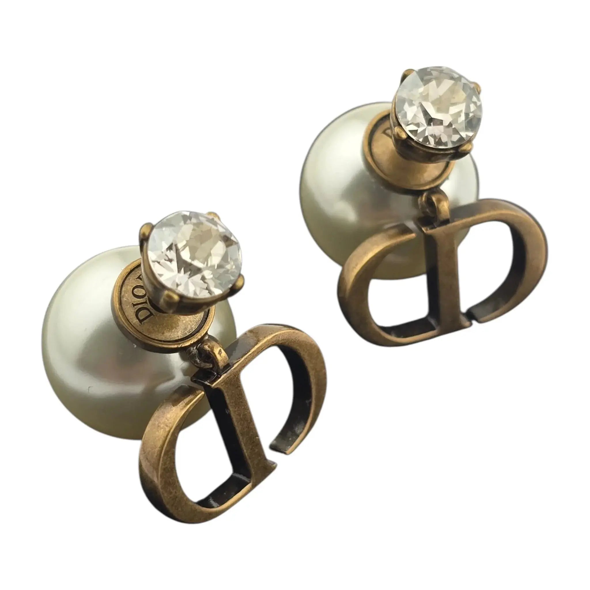Christian Dior Tribales Faux Pearl Crystal  CD Earrings DIOR